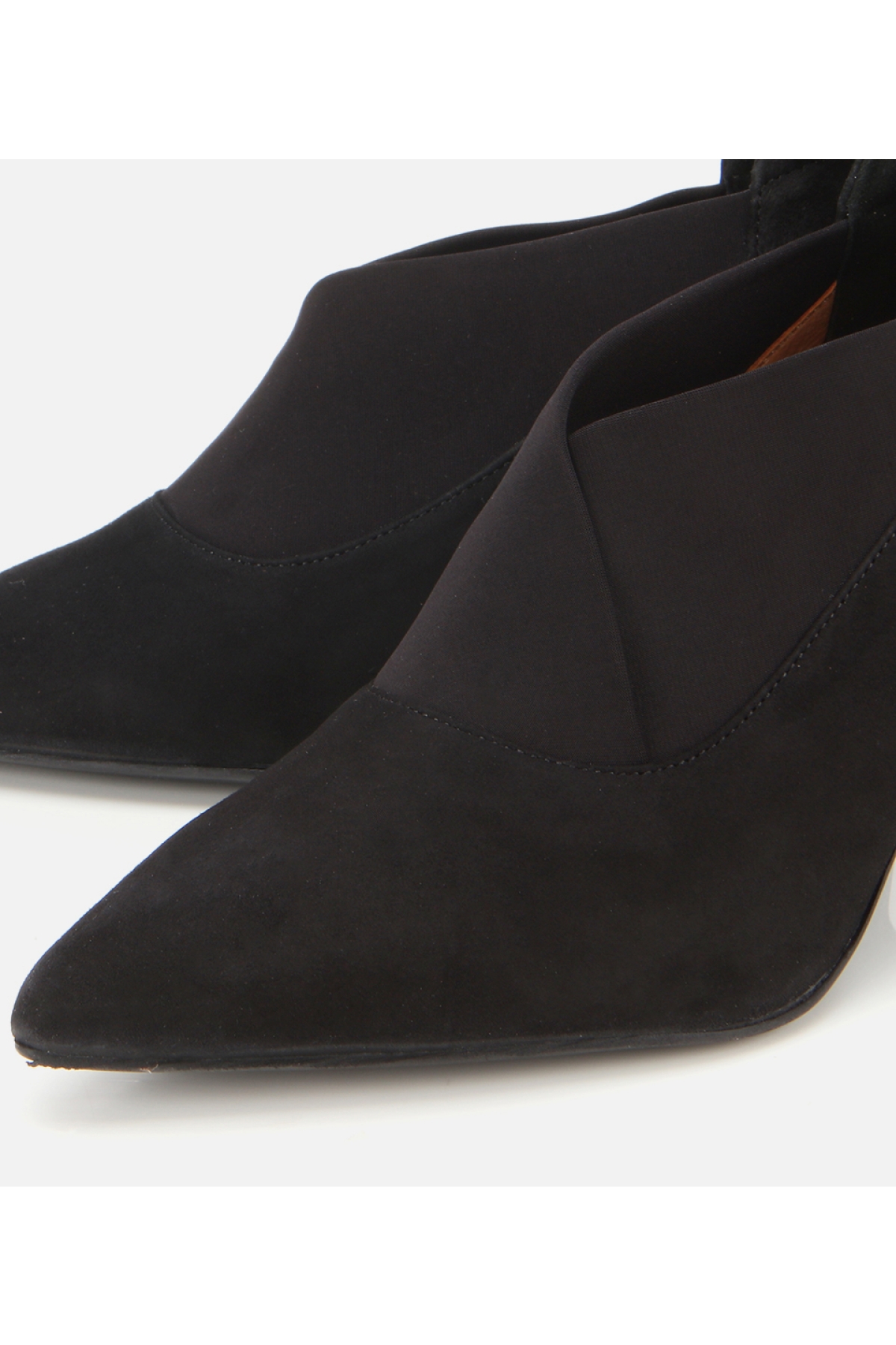 Kadın Süet Deri Siyah Streç Detaylı İnce Topuklu Stiletto - Görsel 3