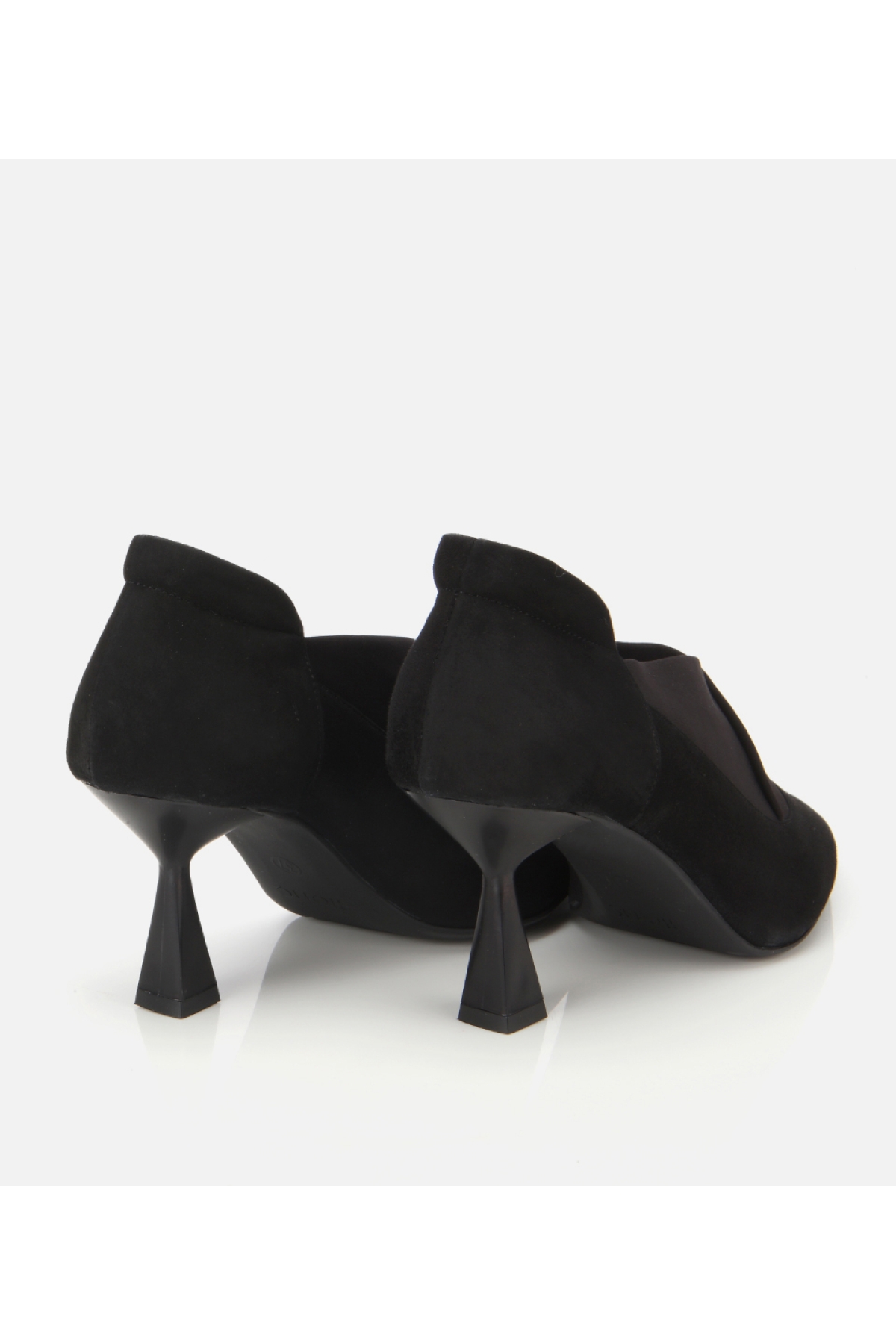 Kadın Süet Deri Siyah Streç Detaylı İnce Topuklu Stiletto - Görsel 4