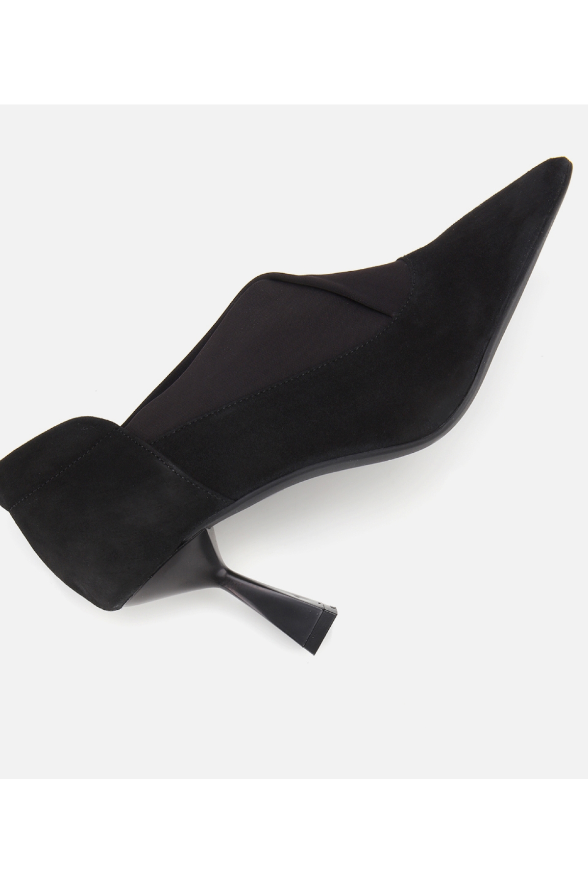 Kadın Süet Deri Siyah Streç Detaylı İnce Topuklu Stiletto - Görsel 6