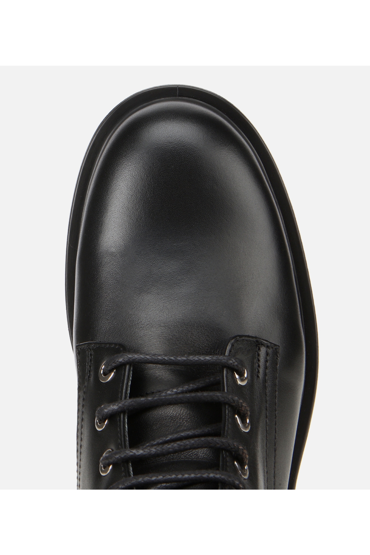 Kadın Deri Siyah Fermuarlı Postal Düz Bot - Görsel 5