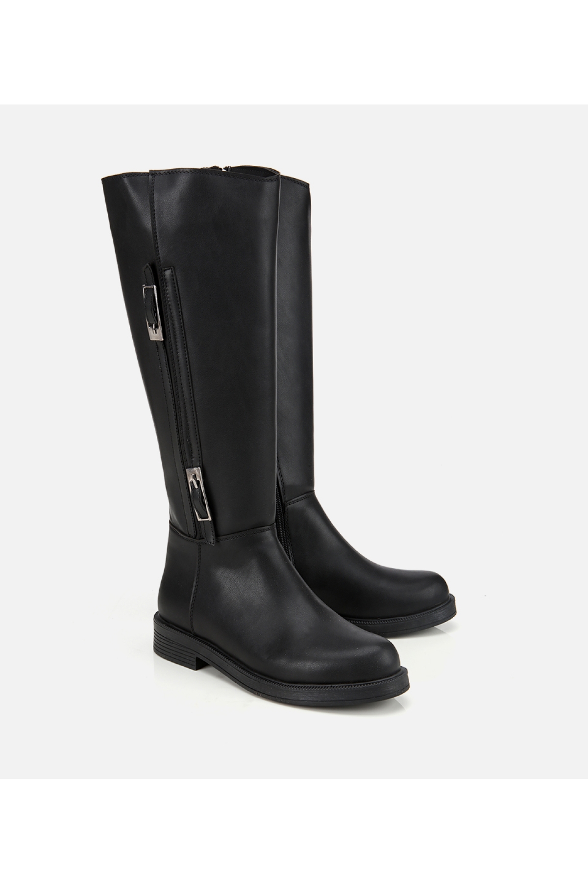 Kadın Siyah Tokalı Düz Çizme - Görsel 2