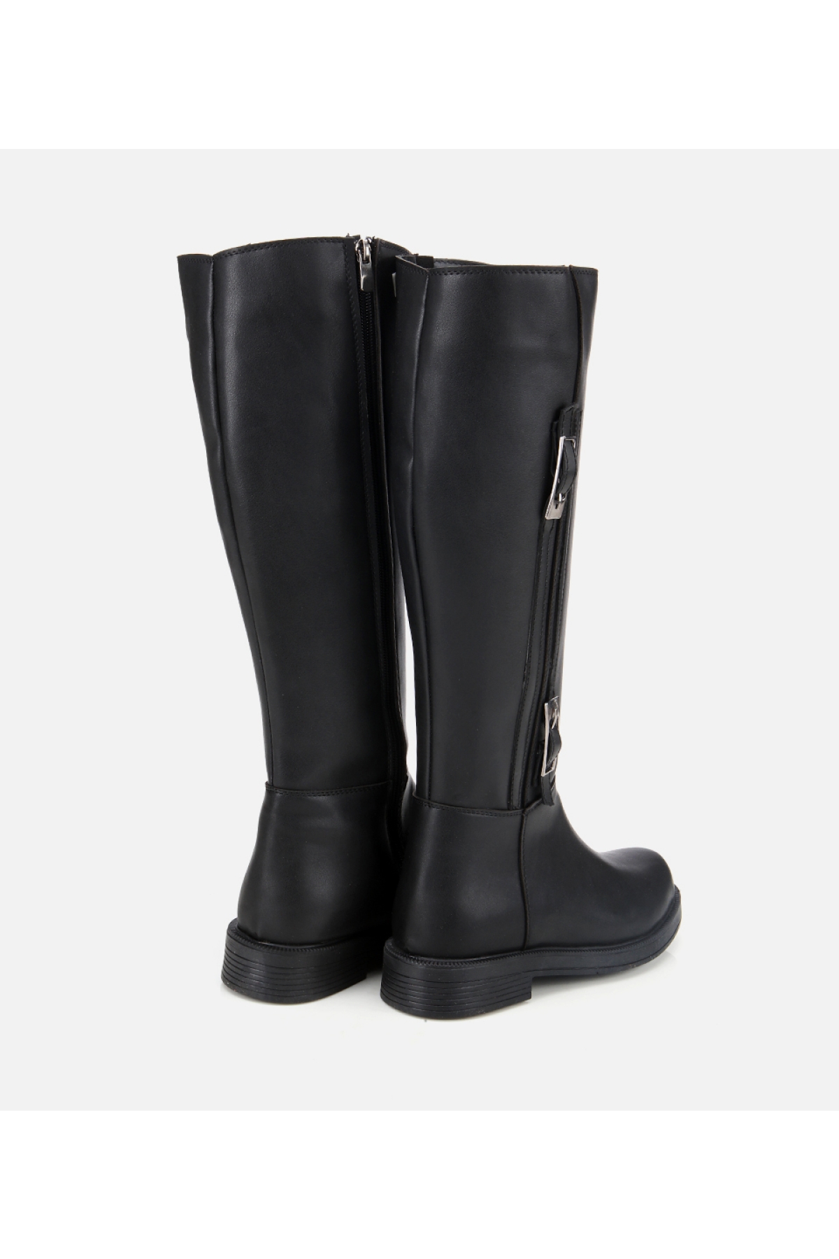 Kadın Siyah Tokalı Düz Çizme - Görsel 4