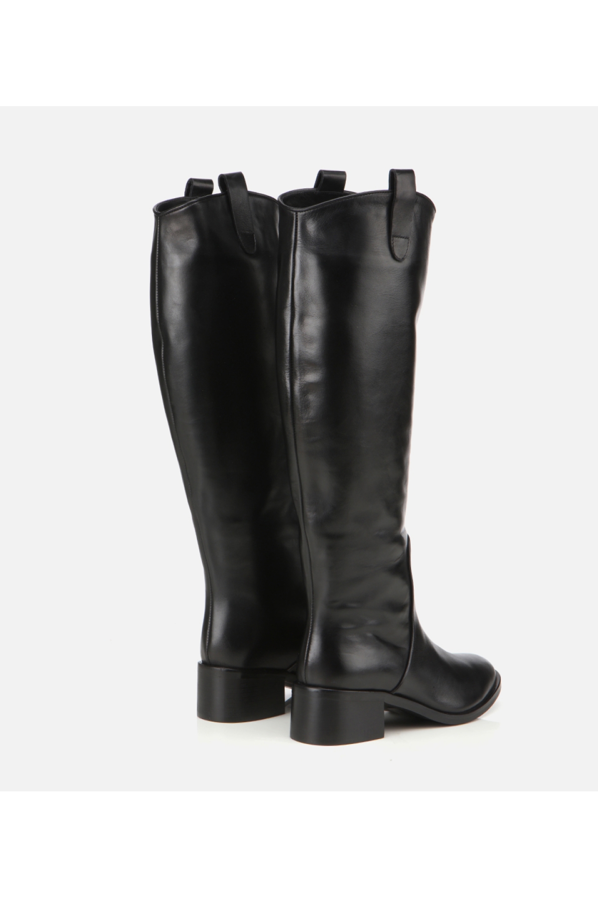 Kadın Deri Siyah Binici Uzun Düz Çizme - Görsel 3
