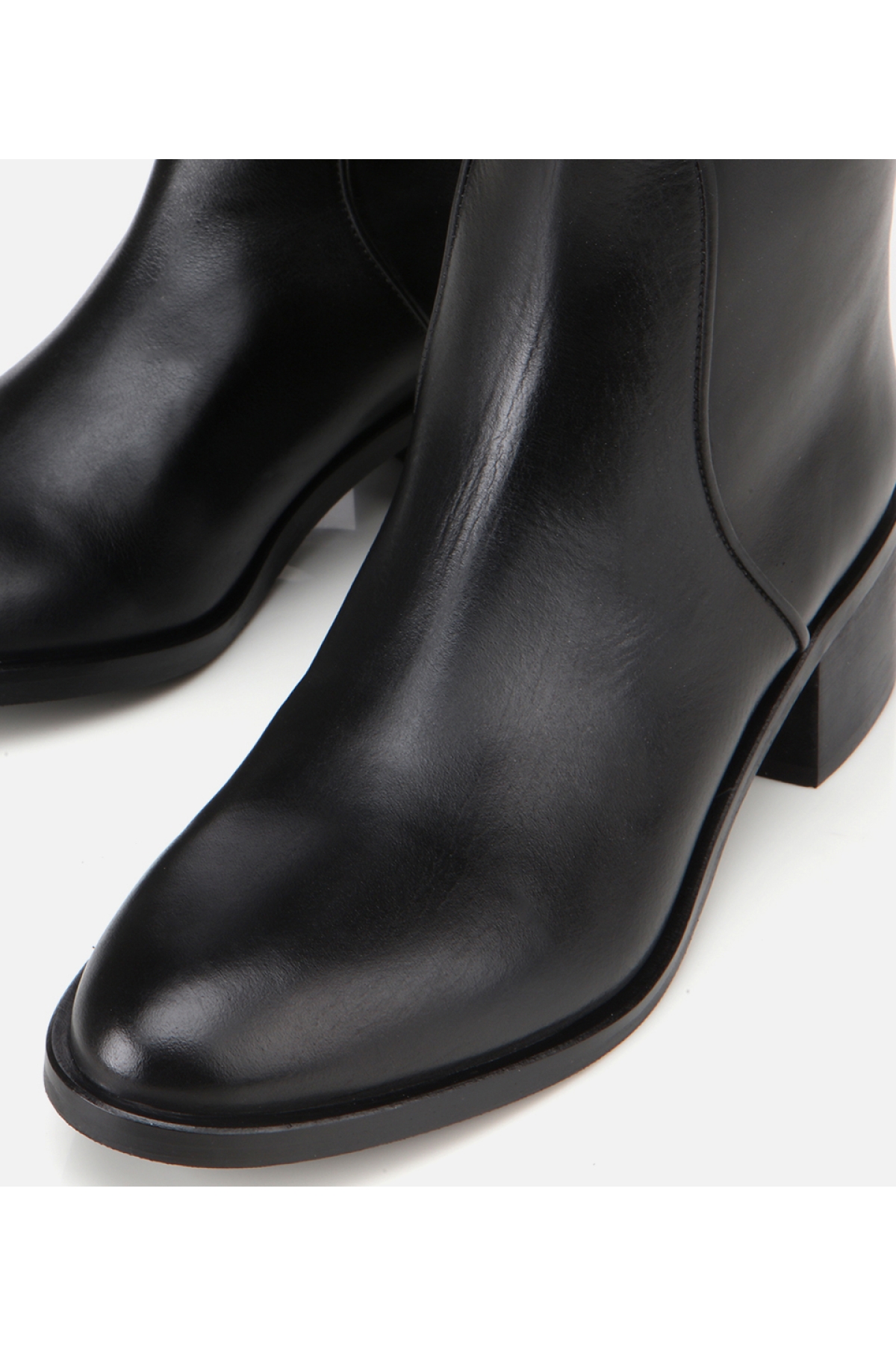 Kadın Deri Siyah Binici Uzun Düz Çizme - Görsel 5