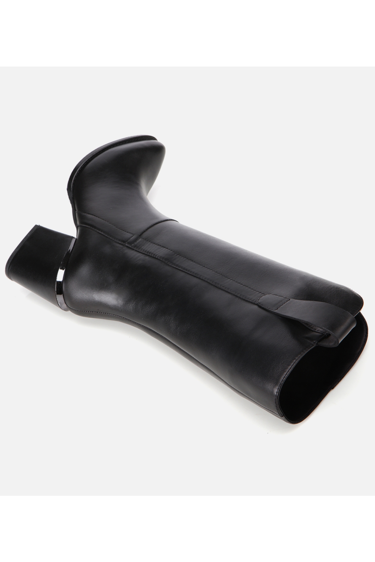 Kadın Deri Siyah Metal Detaylı Topuklu Çizme - Görsel 6