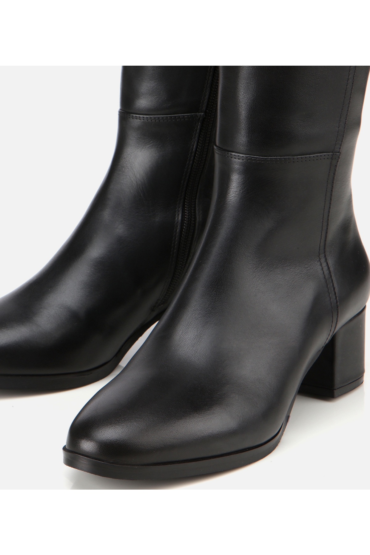 Kadın Deri Siyah Tokalı Topuklu Çizme - Görsel 5