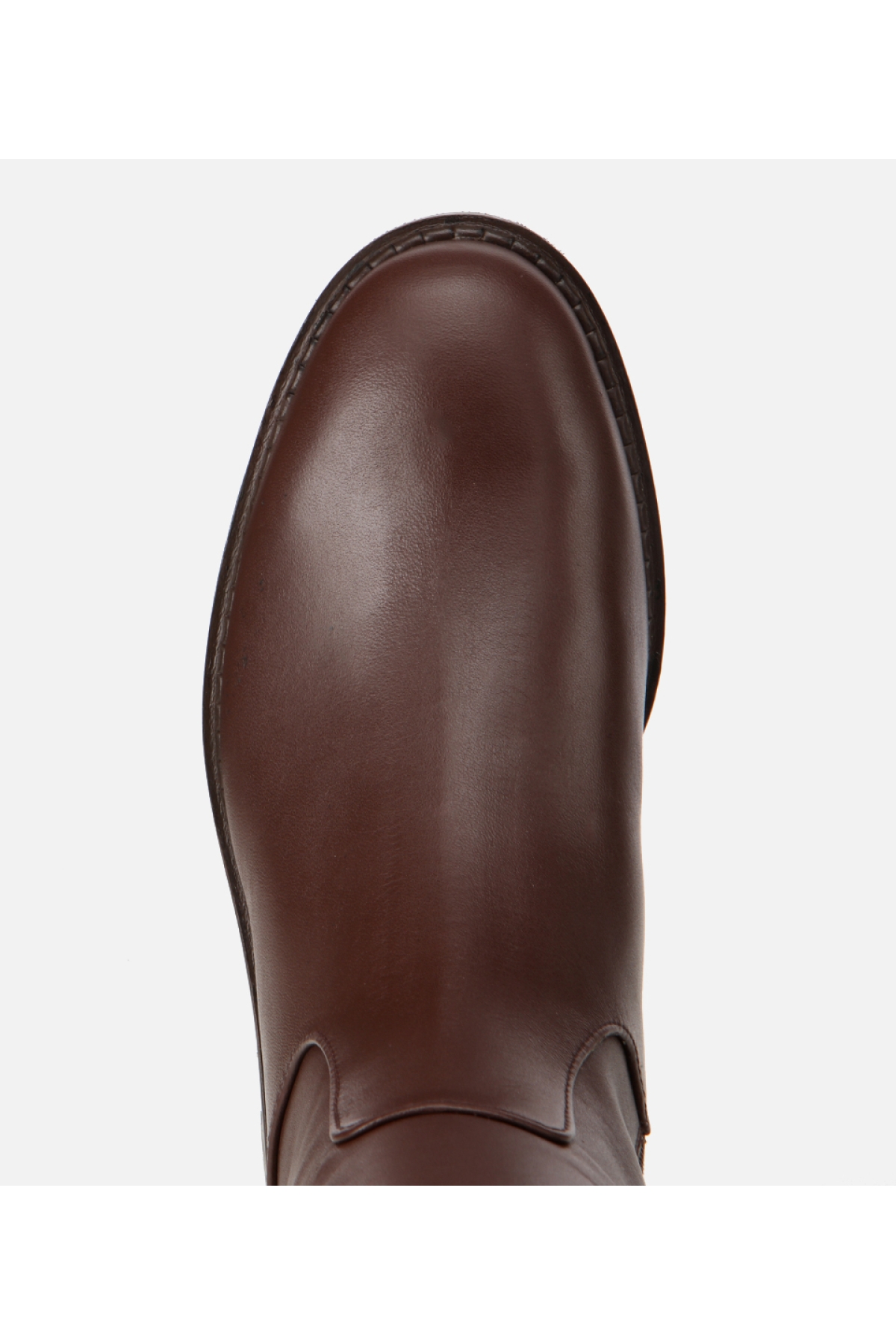 Kadın Deri Kahverengi Lastik Detaylı Binici Düz Çizme - Görsel 6