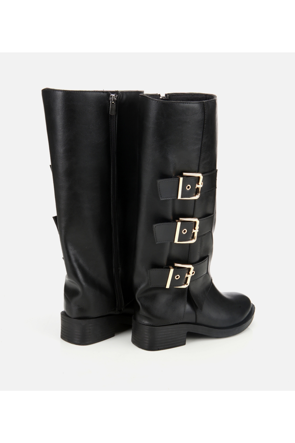 Kadın Siyah Tokalı Düz Çizme - Görsel 4