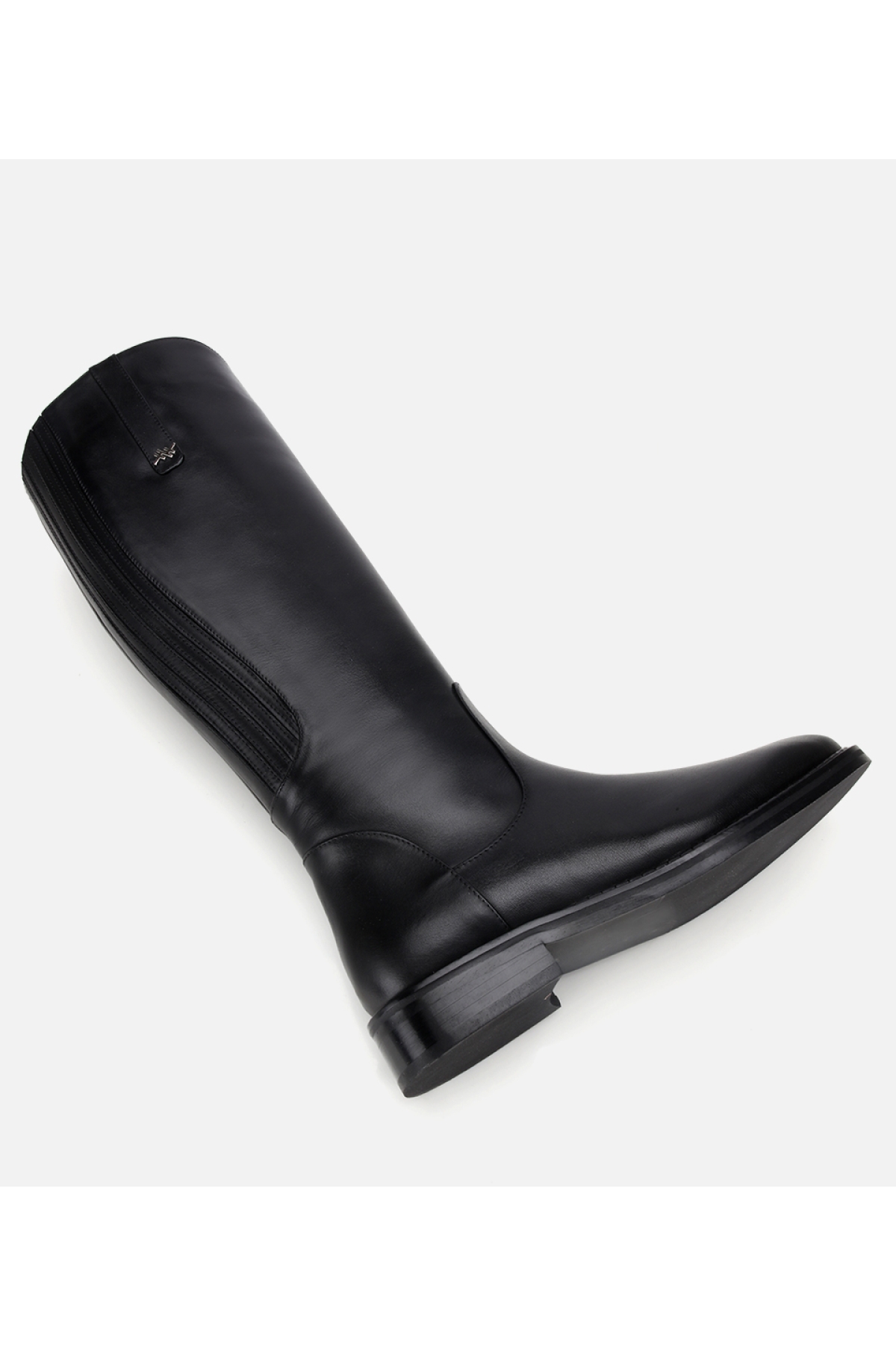 Kadın Deri Siyah Lastik Detaylı Binici Düz Çizme - Görsel 6