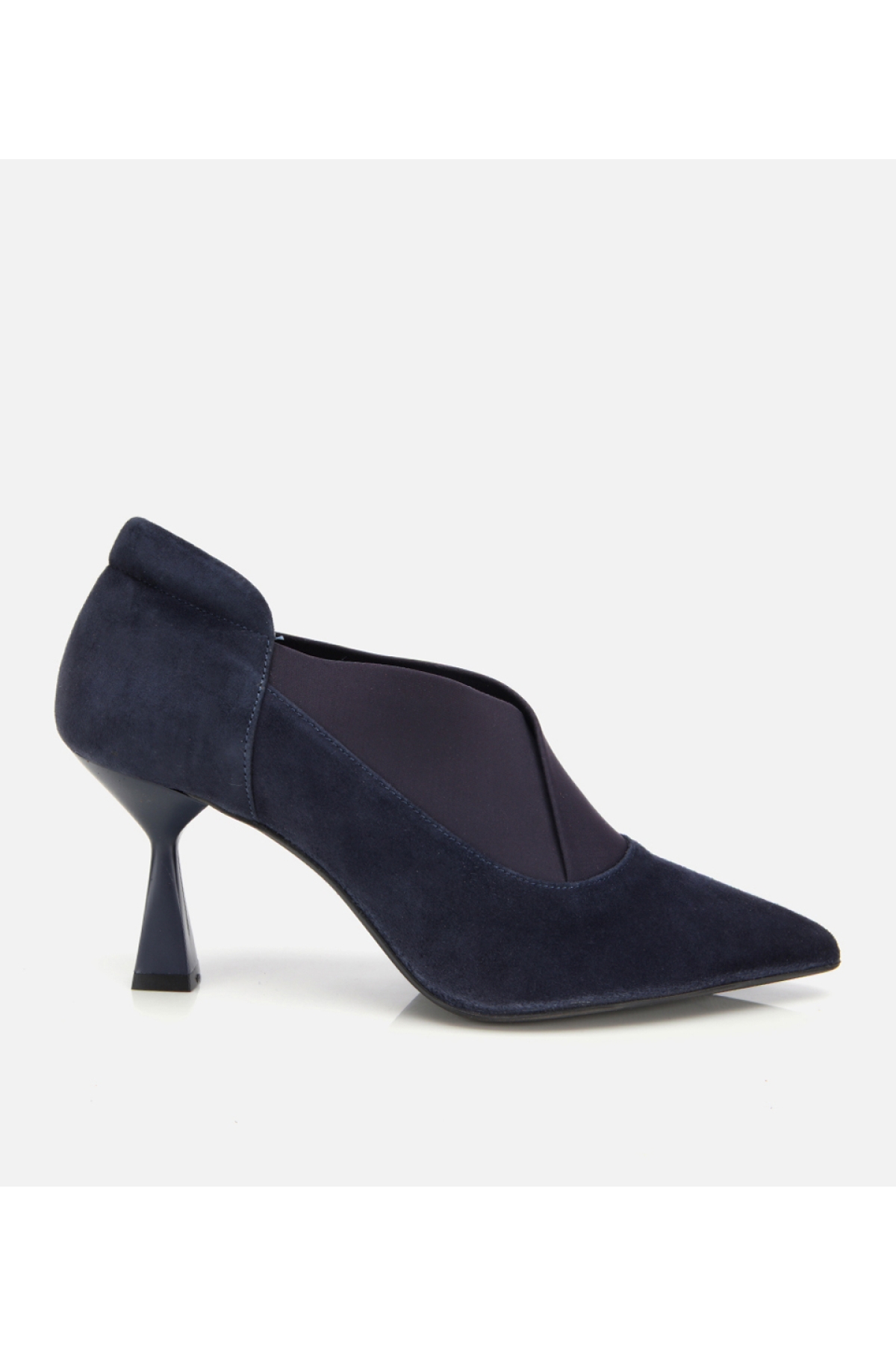 Hotiç Kadın Süet Deri Lacivert Siyah Streç Detaylı İnce Topuklu Stiletto model görseli