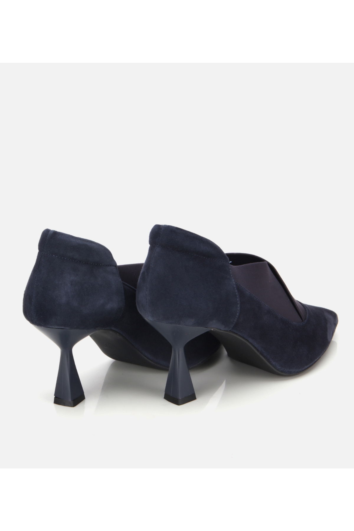 Kadın Süet Deri Lacivert Streç Detaylı İnce Topuklu Stiletto - Görsel 4