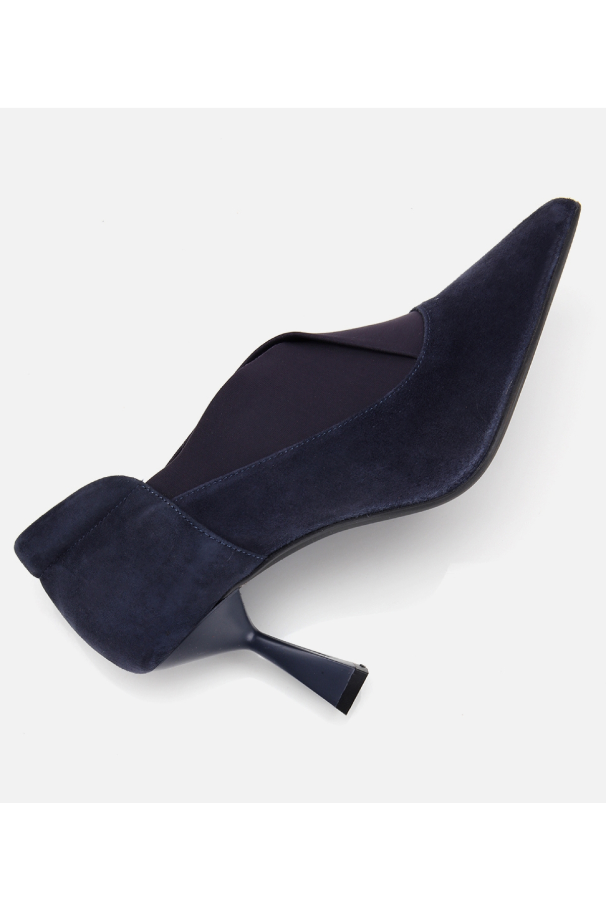 Kadın Süet Deri Lacivert Streç Detaylı İnce Topuklu Stiletto - Görsel 6