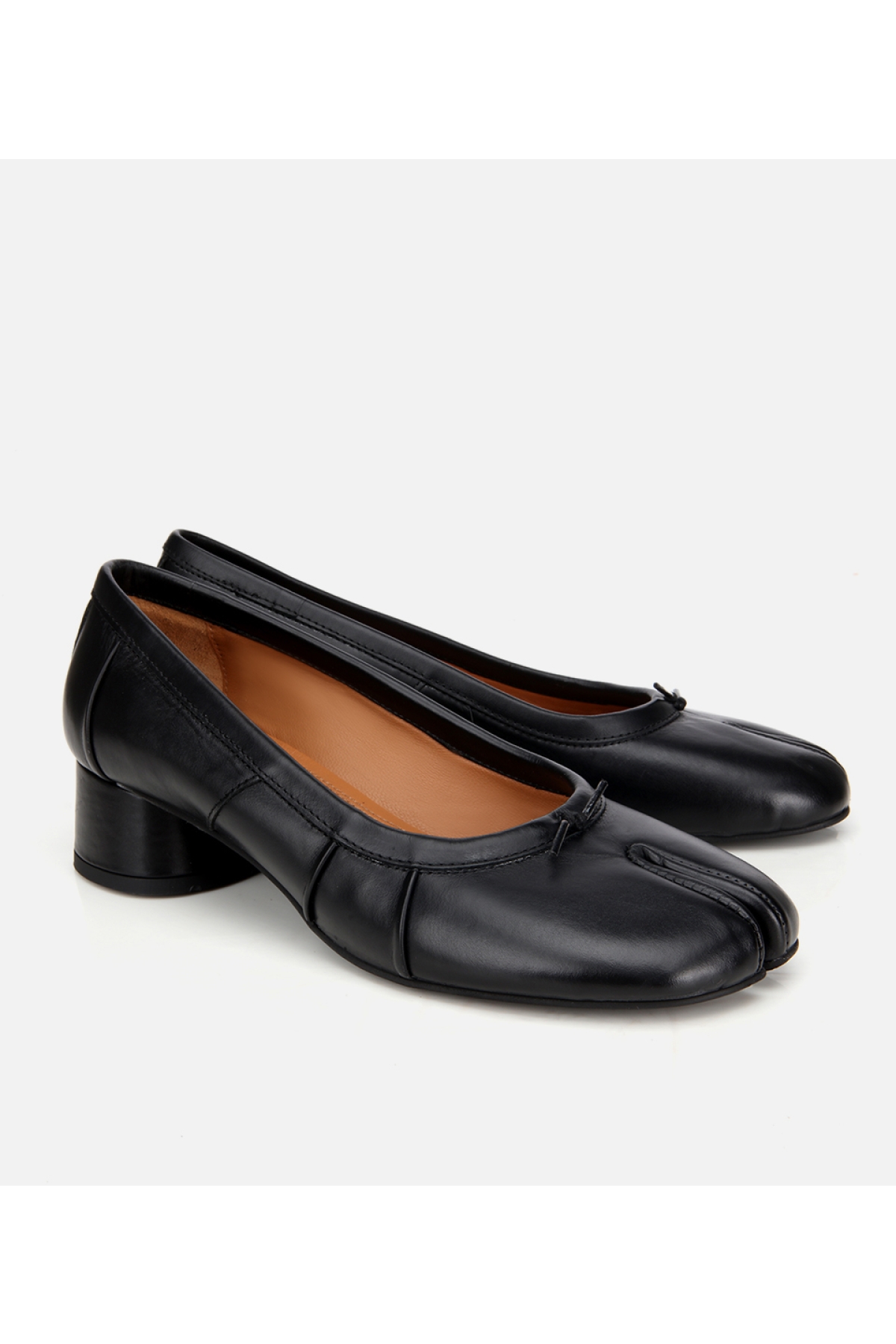 Kadın Deri Siyah Blok Detaylı Kalın Topuklu Ayakkabı - Görsel 2