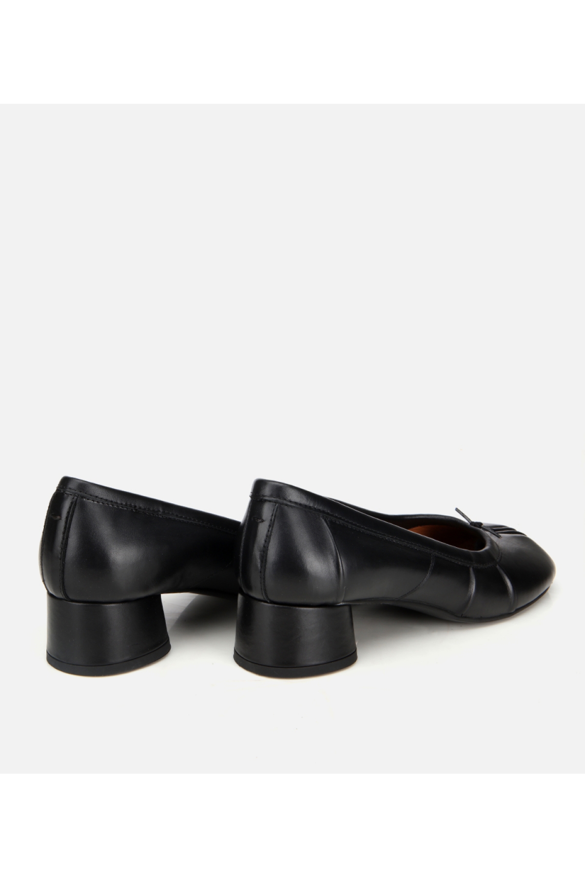 Kadın Deri Siyah Blok Detaylı Kalın Topuklu Ayakkabı - Görsel 4