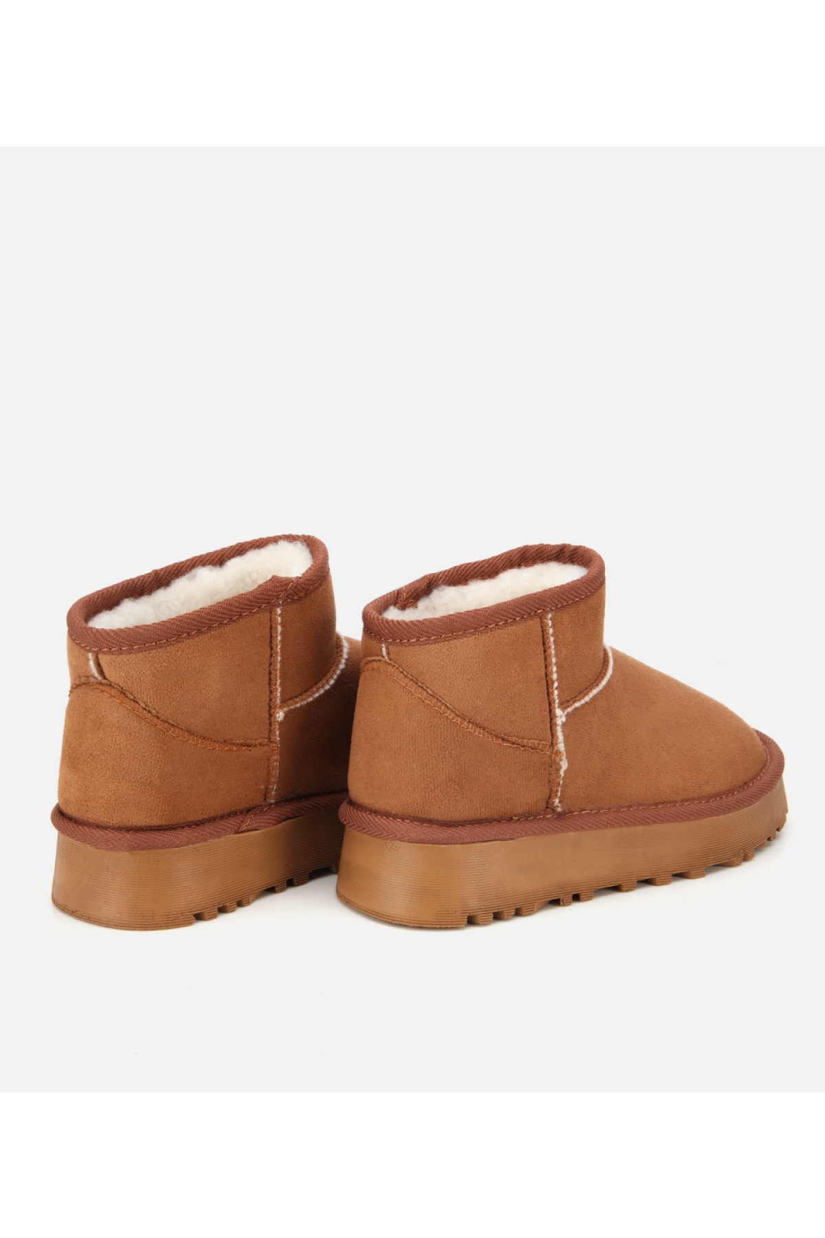Kadın Süet Taba İçi Kürklü Bilekte Kalın Tabanlı Düz Bot - Görsel 4
