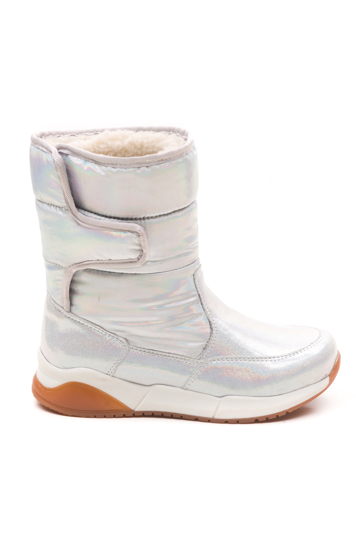 Kız Çocuk Gümüş Deri Ortopedik Destekli Çocuk Bot - Görsel 2