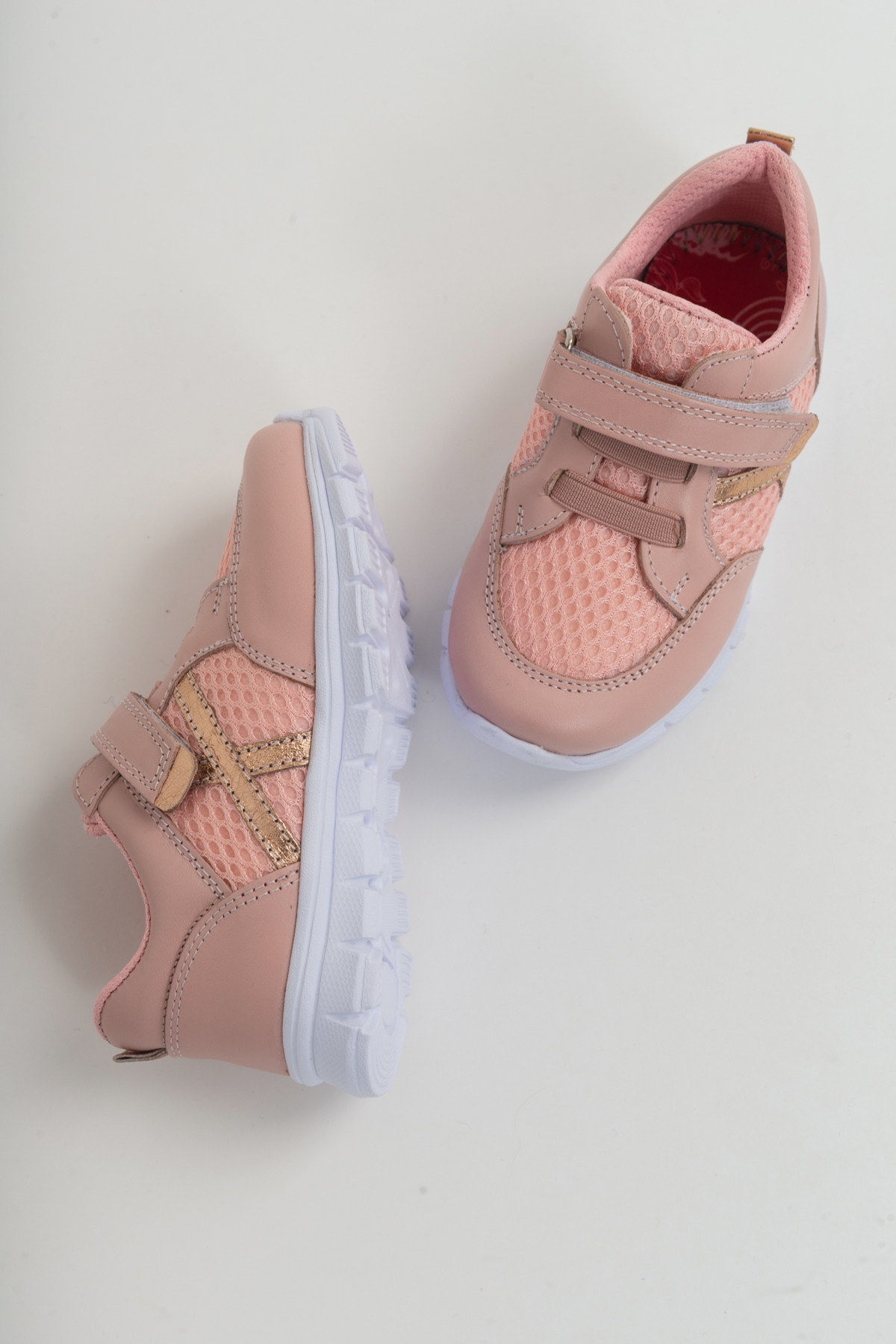 Unisex Çocuk Pudra Deri Ortopedik Destekli Spor Ayakkabı - Görsel 4