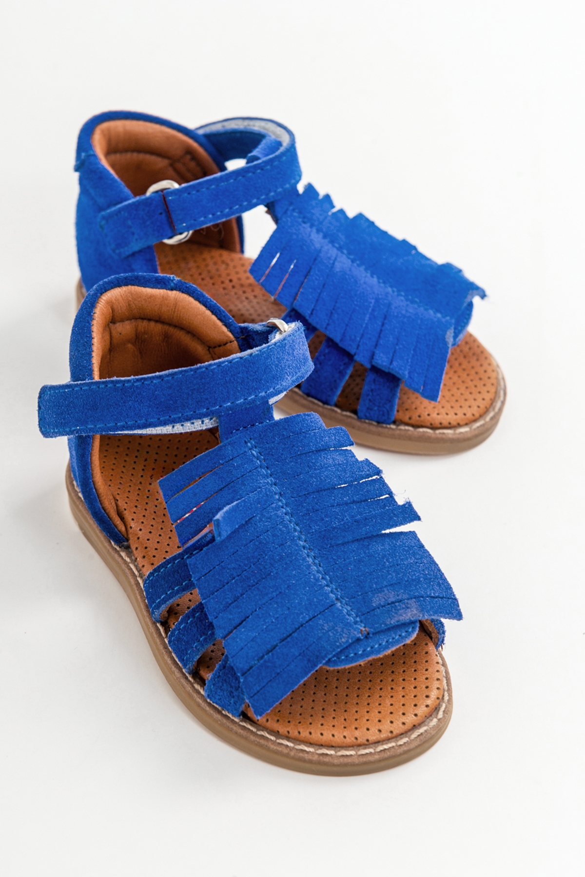 Kız Çocuk Saks Mavi Deri Ortopedik Destekli Çocuk Sandalet - Görsel 2