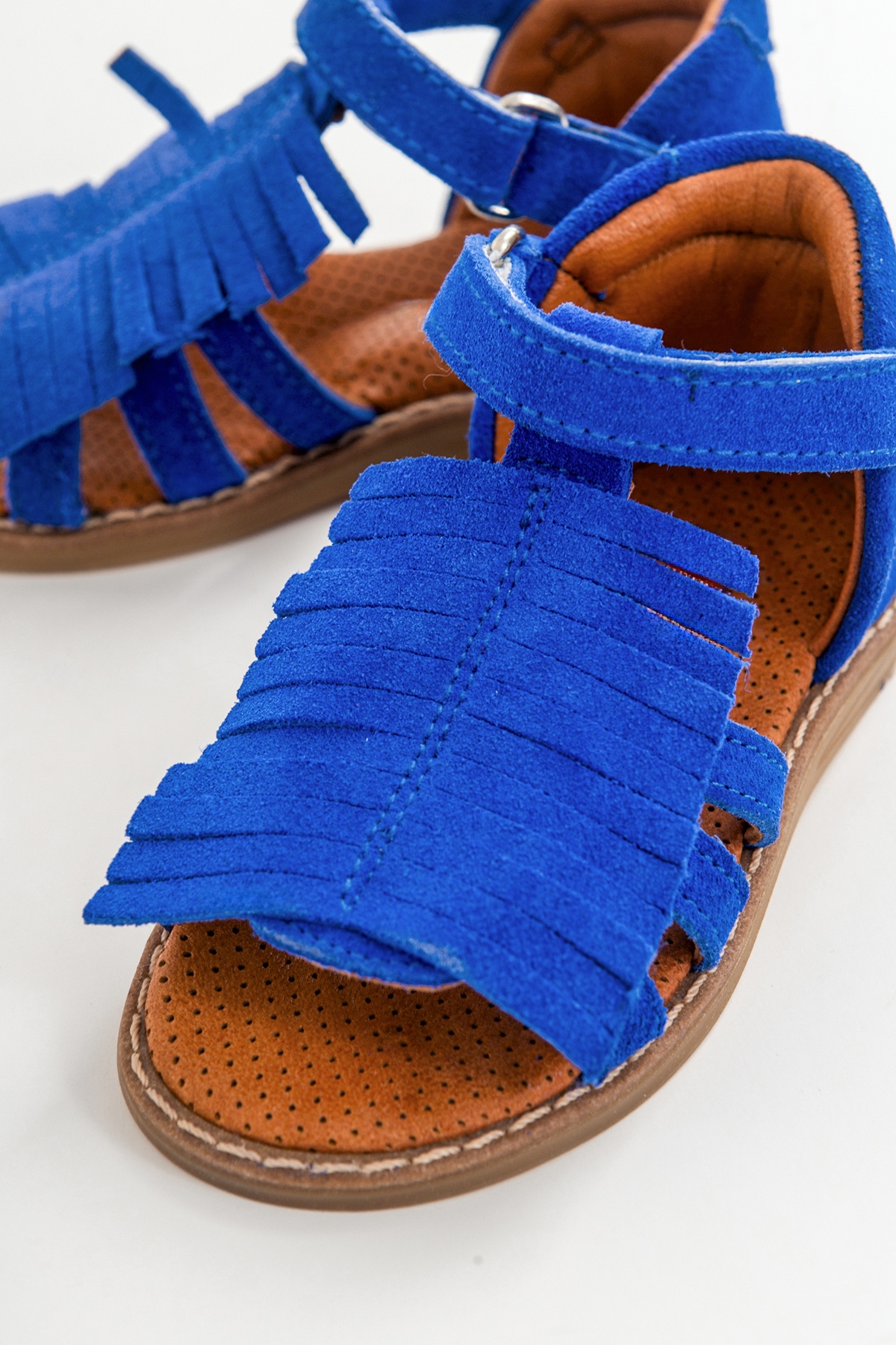 Kız Çocuk Saks Mavi Deri Ortopedik Destekli Çocuk Sandalet - Görsel 3