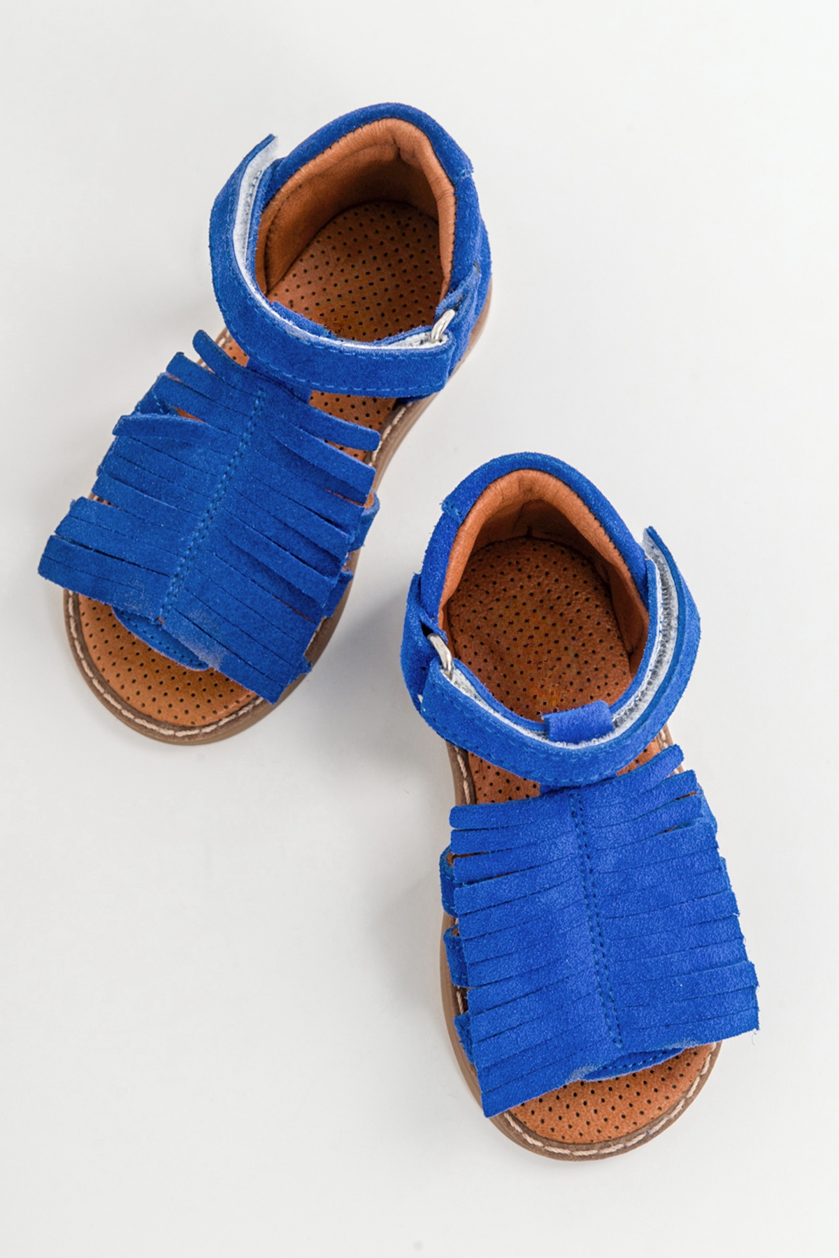 Kız Çocuk Saks Mavi Deri Ortopedik Destekli Çocuk Sandalet - Görsel 4