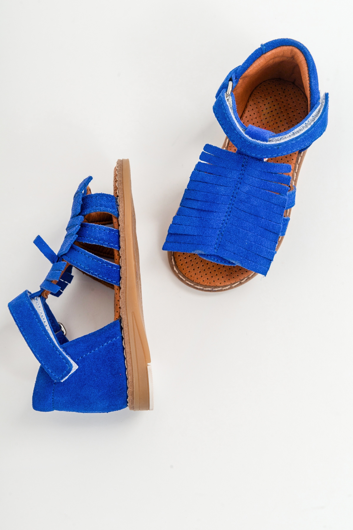 Kız Çocuk Saks Mavi Deri Ortopedik Destekli Çocuk Sandalet - Görsel 5