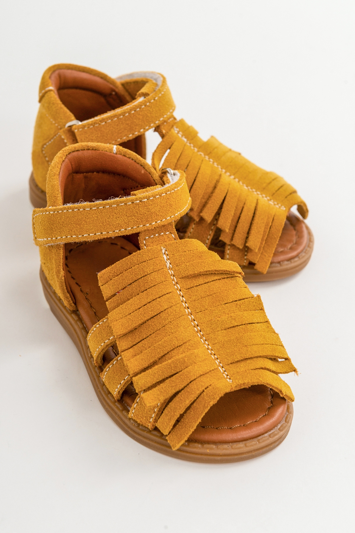 Kız Çocuk Sarı Deri Ortopedik Destekli Çocuk Sandalet - Görsel 2