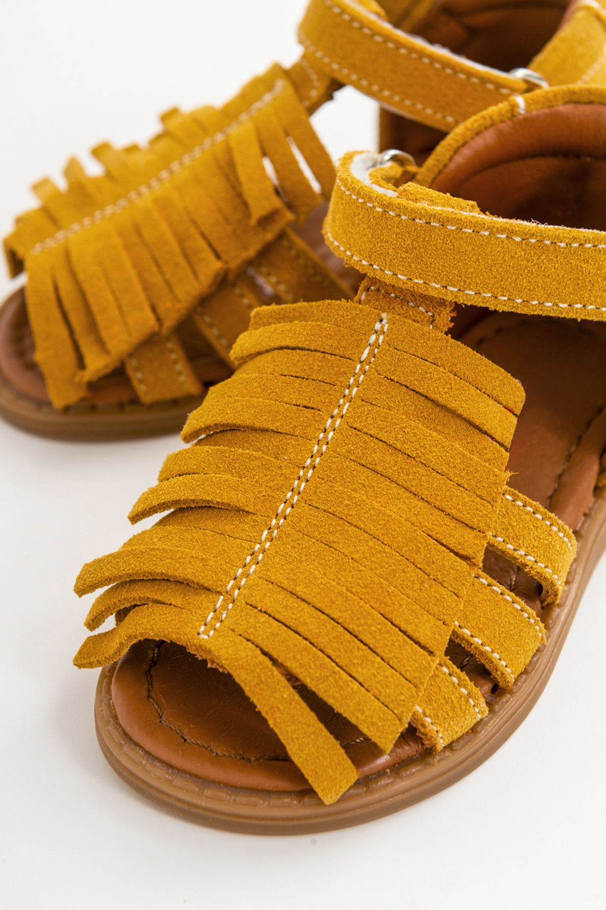 Kız Çocuk Sarı Deri Ortopedik Destekli Çocuk Sandalet - Görsel 3