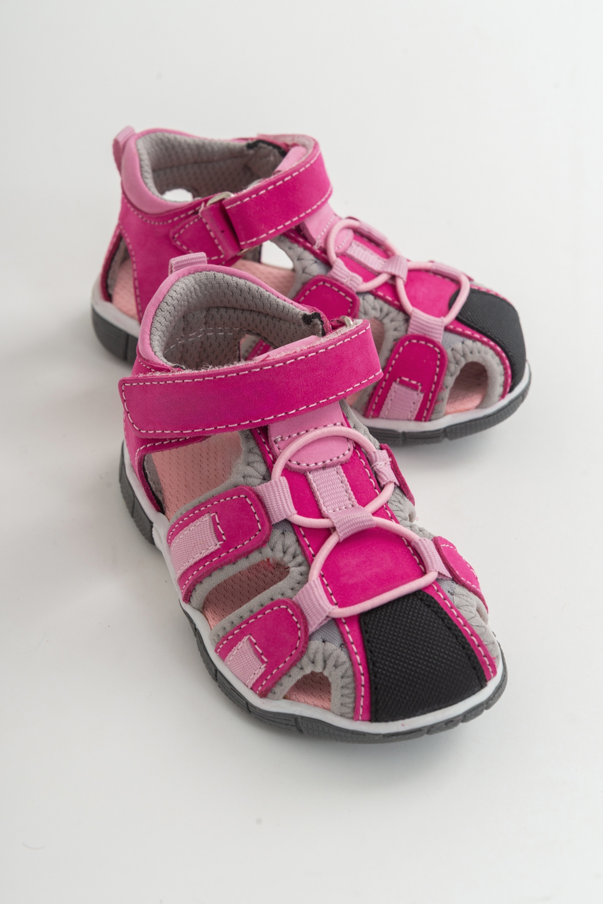 Unisex Çocuk Fuşya Deri Ortopedik Outdoor Çocuk Sandalet - Görsel 2