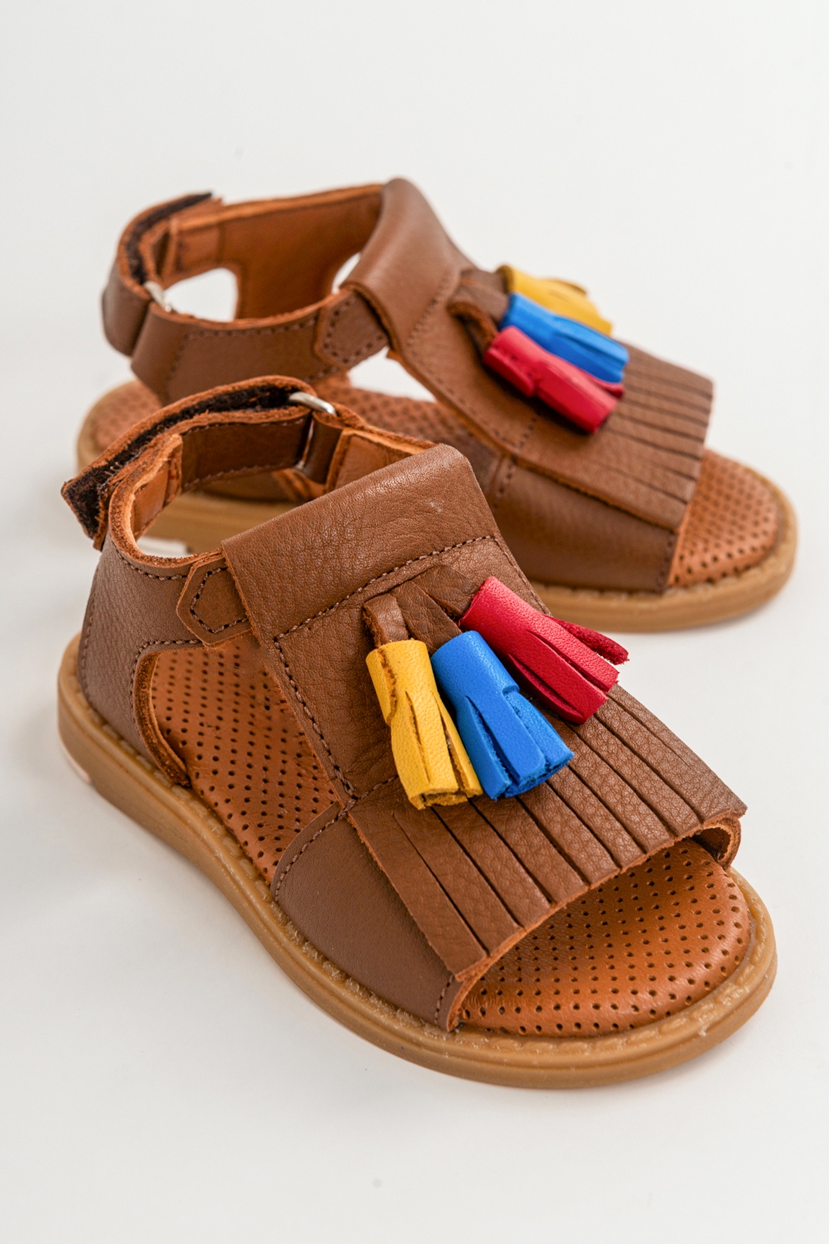 Kız Çocuk Taba Deri Ortopedik Destekli Çocuk Sandalet - Görsel 2