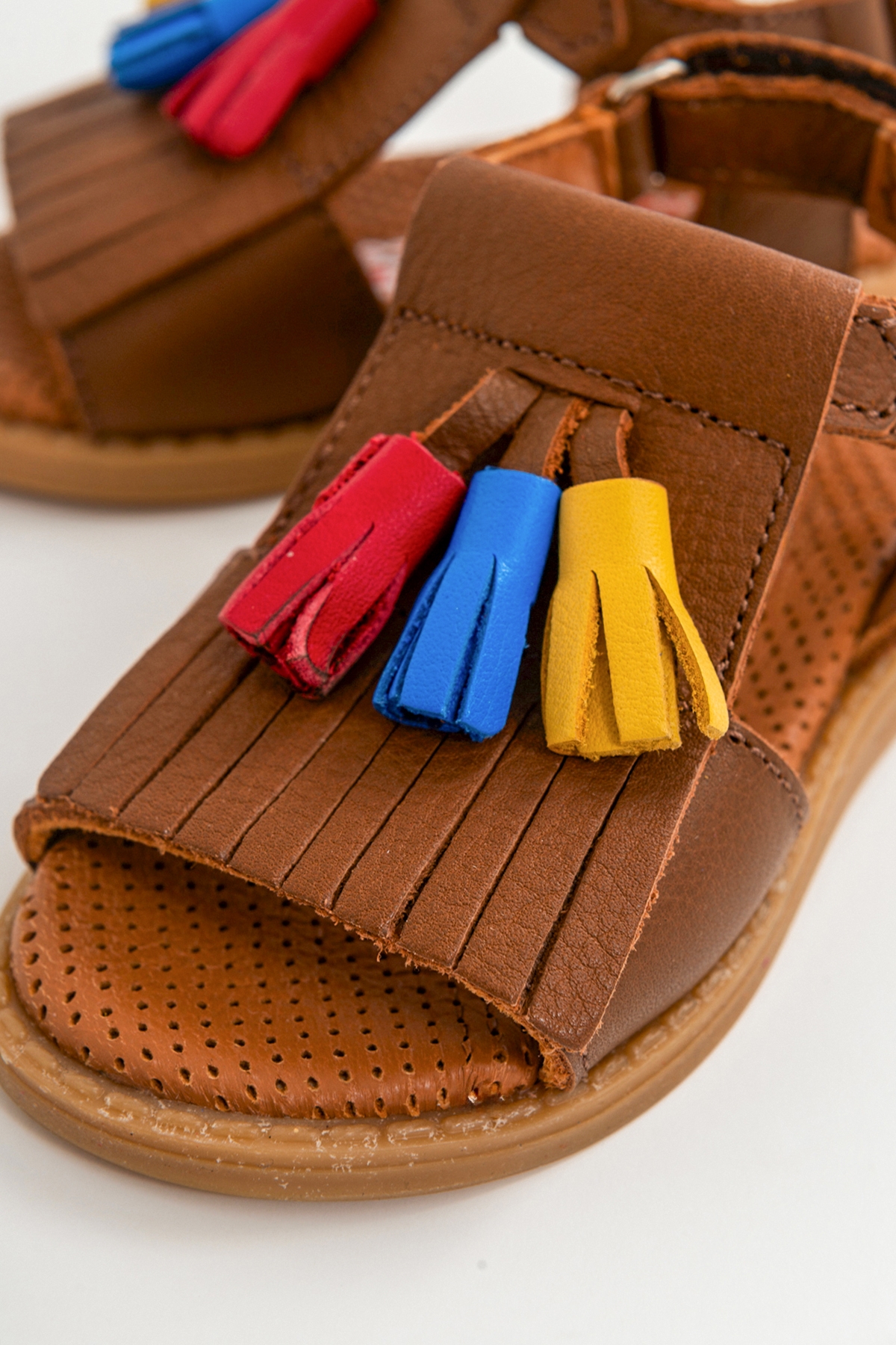 Kız Çocuk Taba Deri Ortopedik Destekli Çocuk Sandalet - Görsel 3