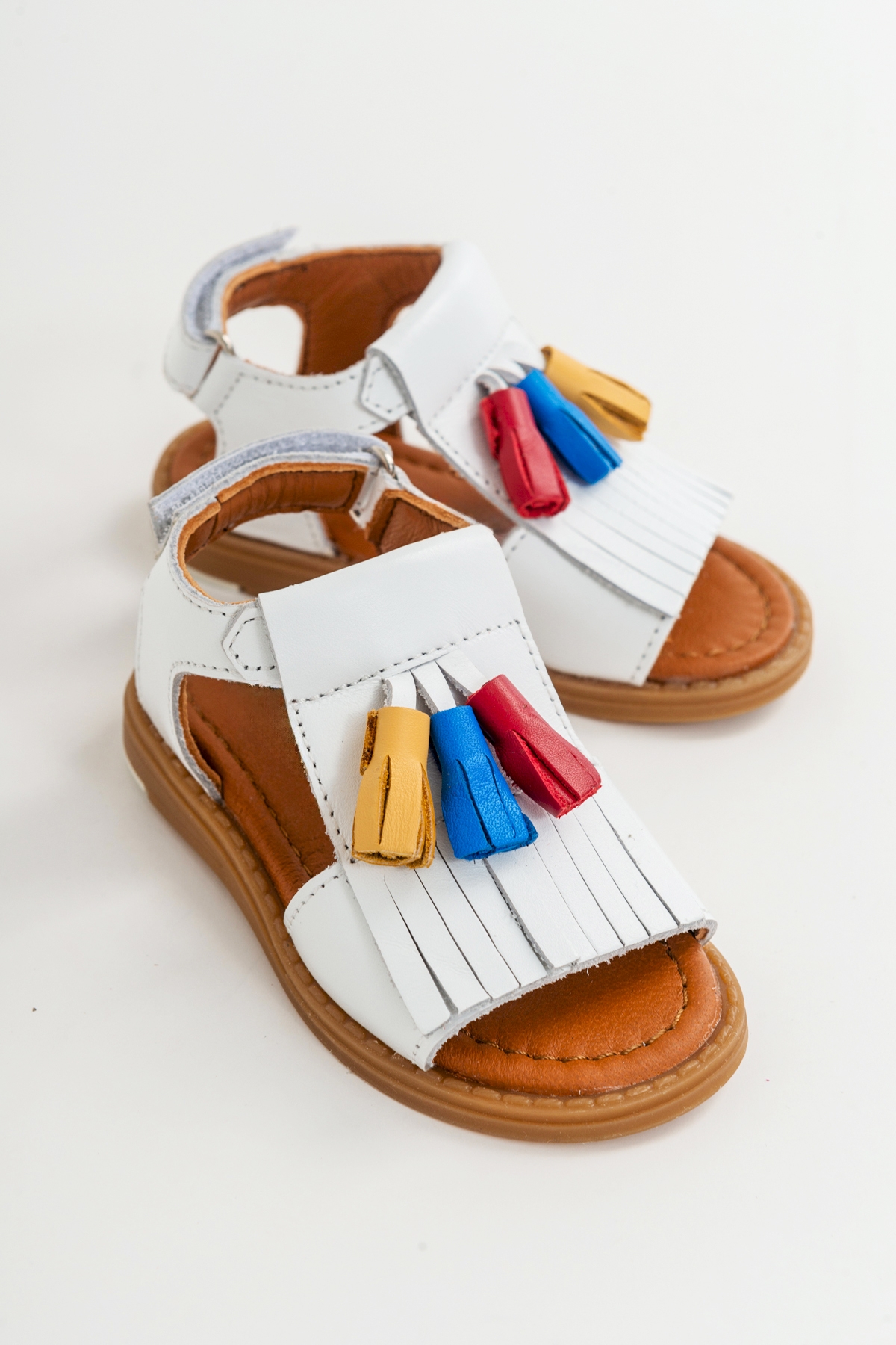 Kız Çocuk Beyaz Deri Ortopedik Destekli Çocuk Sandalet - Görsel 2