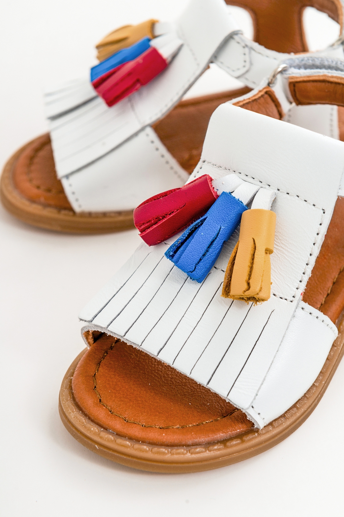 Kız Çocuk Beyaz Deri Ortopedik Destekli Çocuk Sandalet - Görsel 3