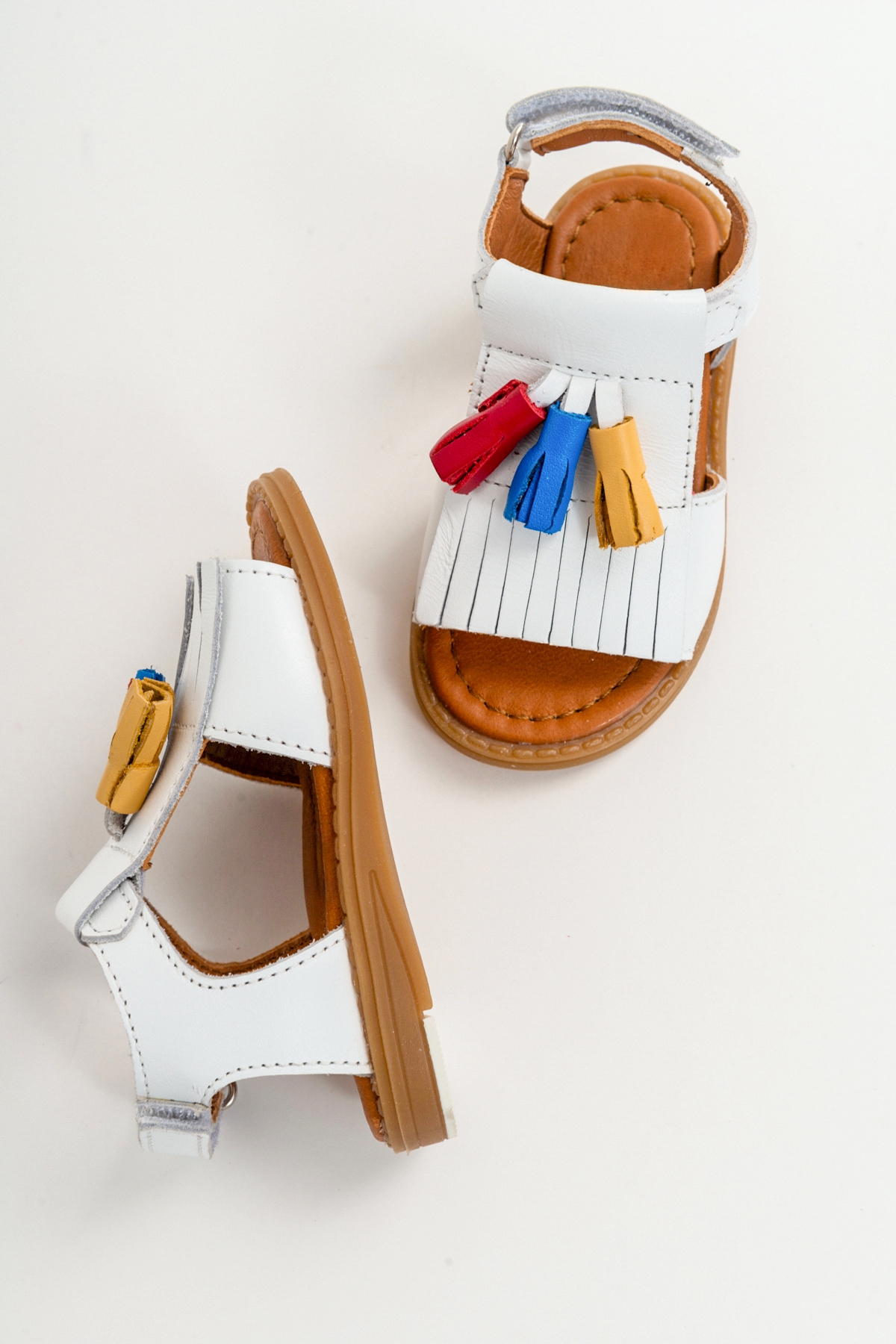 Kız Çocuk Beyaz Deri Ortopedik Destekli Çocuk Sandalet - Görsel 4