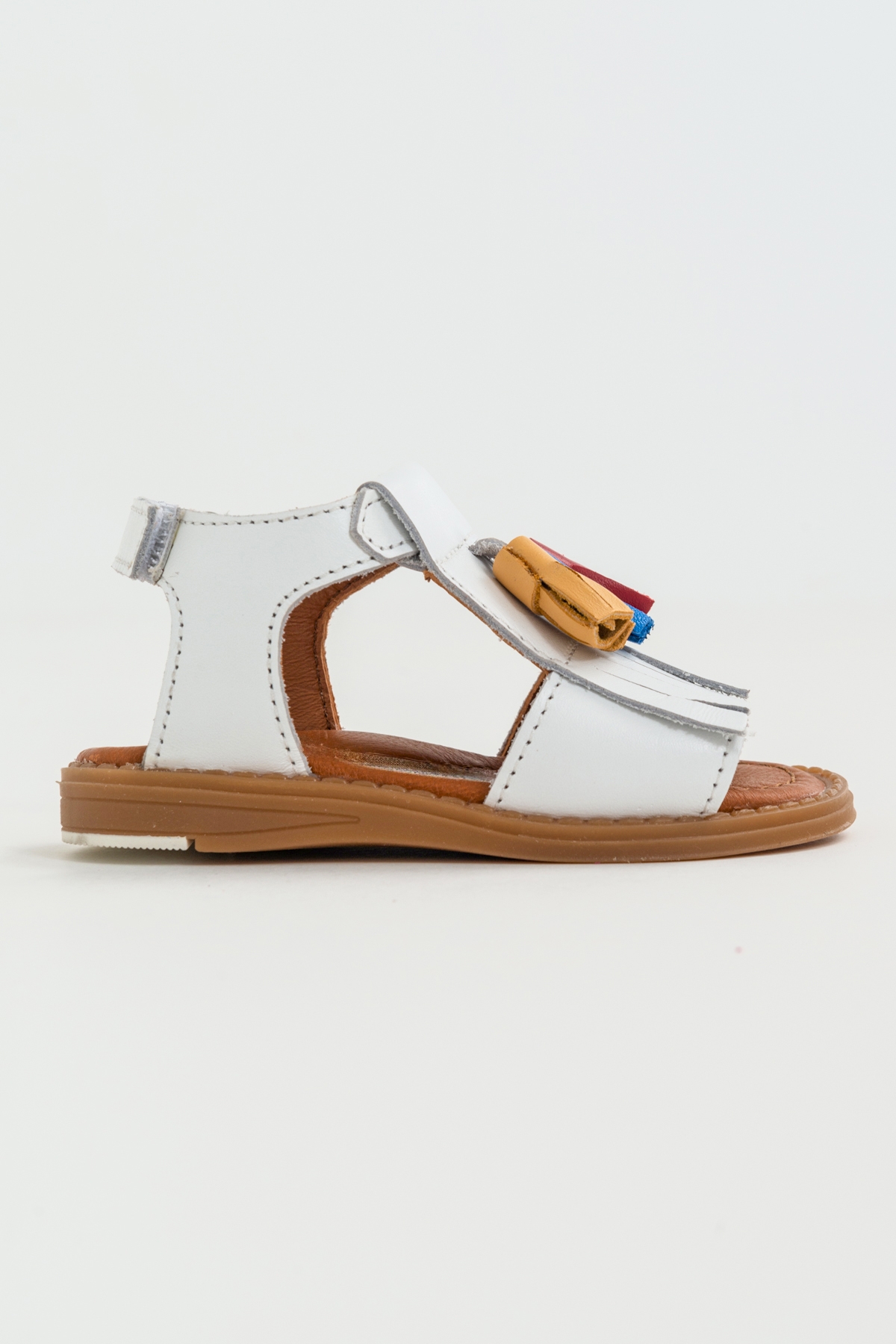 Kız Çocuk Beyaz Deri Ortopedik Destekli Çocuk Sandalet - Görsel 5