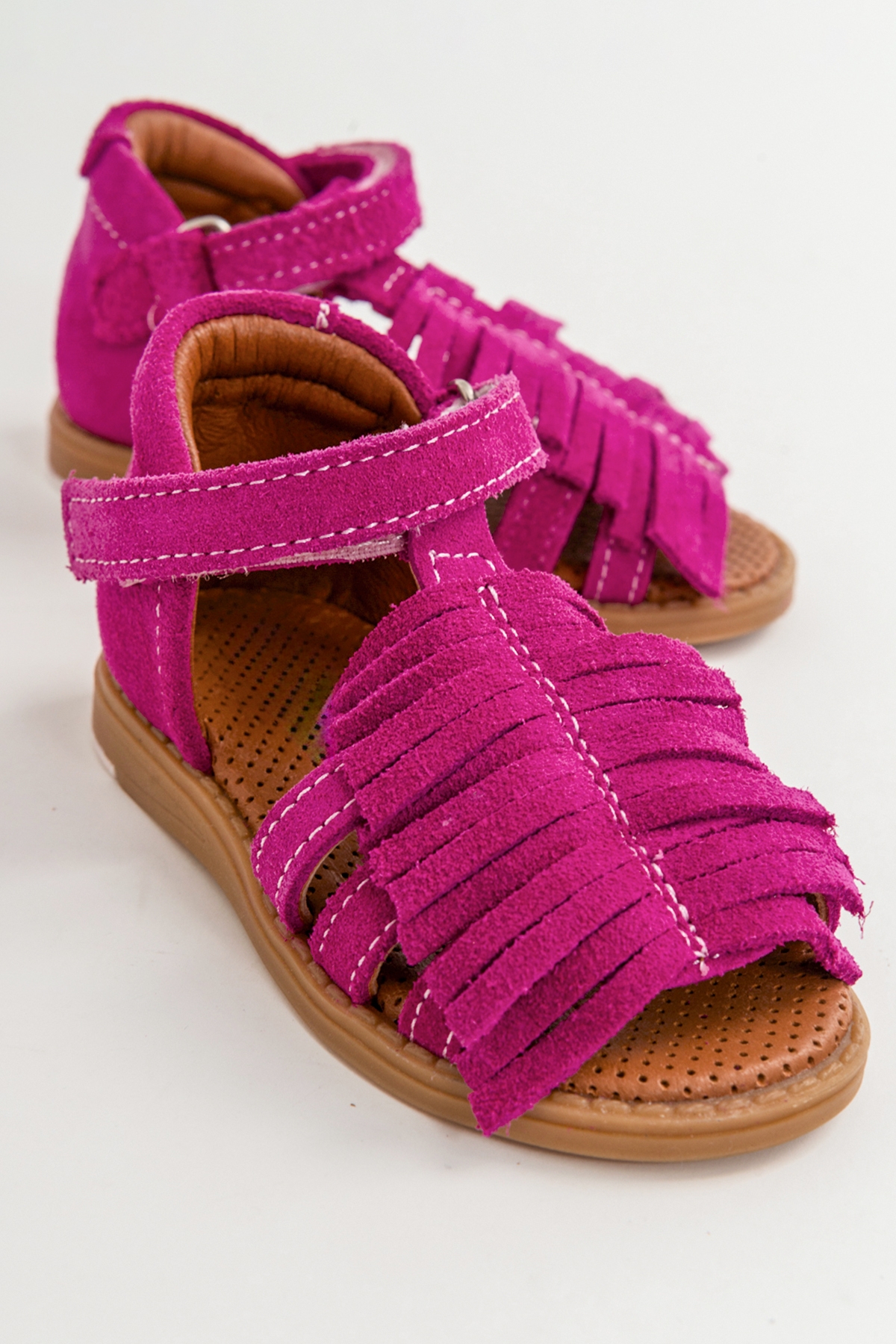 Kız Çocuk Fuşya Deri Ortopedik Destekli Çocuk Sandalet - Görsel 2