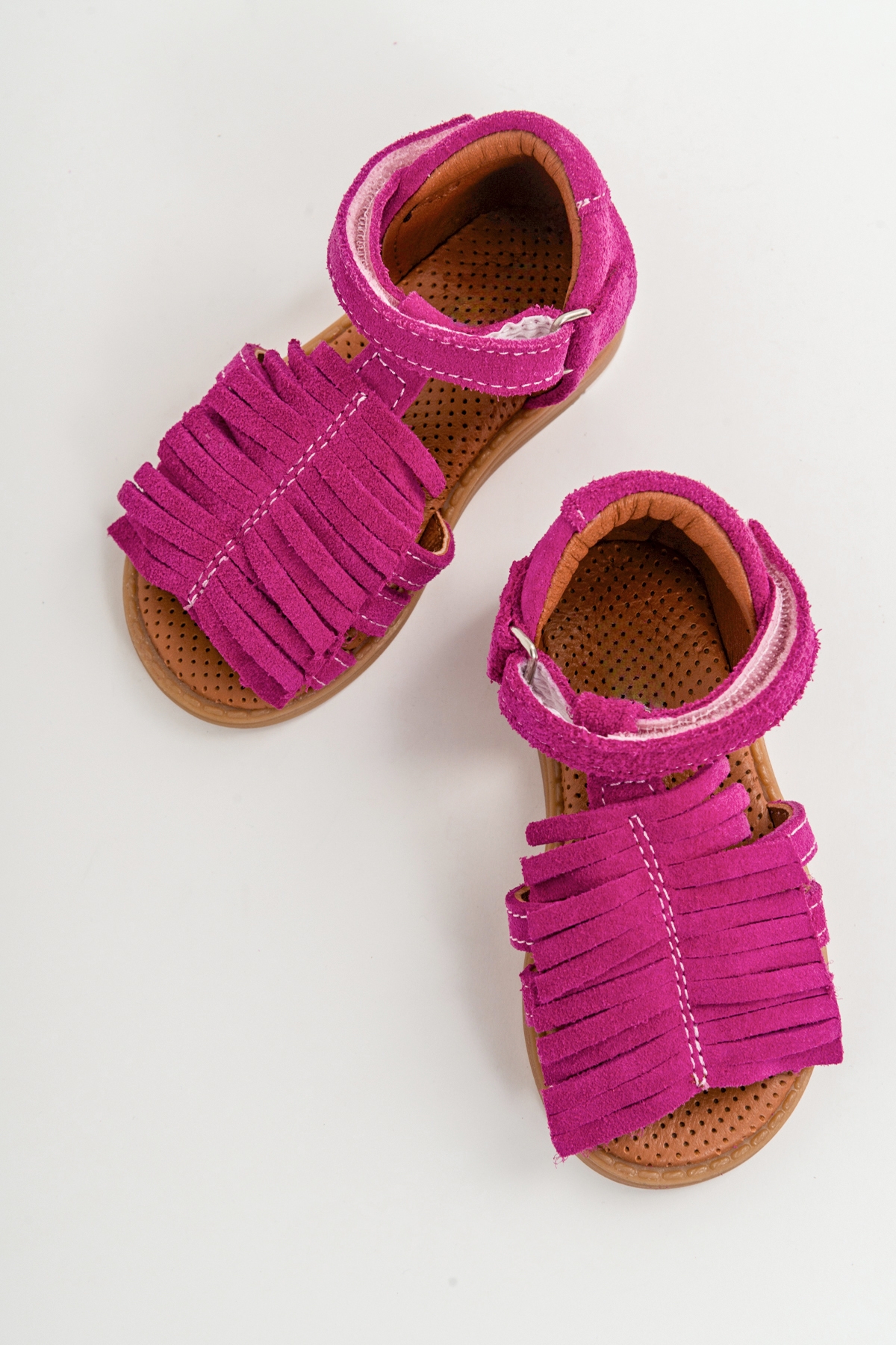 Kız Çocuk Fuşya Deri Ortopedik Destekli Çocuk Sandalet - Görsel 4