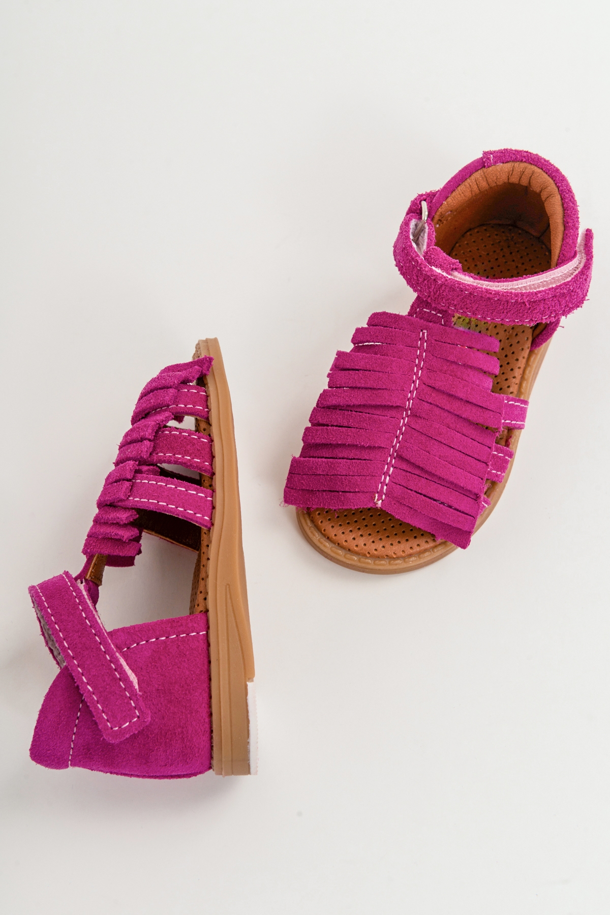 Kız Çocuk Fuşya Deri Ortopedik Destekli Çocuk Sandalet - Görsel 5