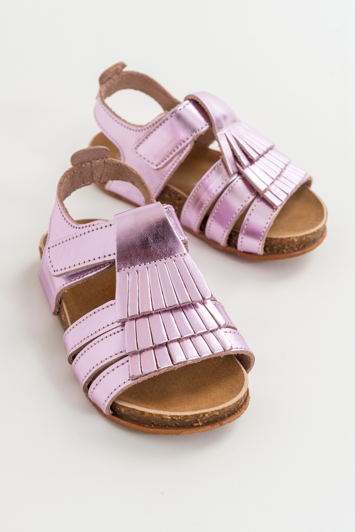 Kız Çocuk Pembe Deri Ortopedik Destekli Çocuk Sandalet - Görsel 2