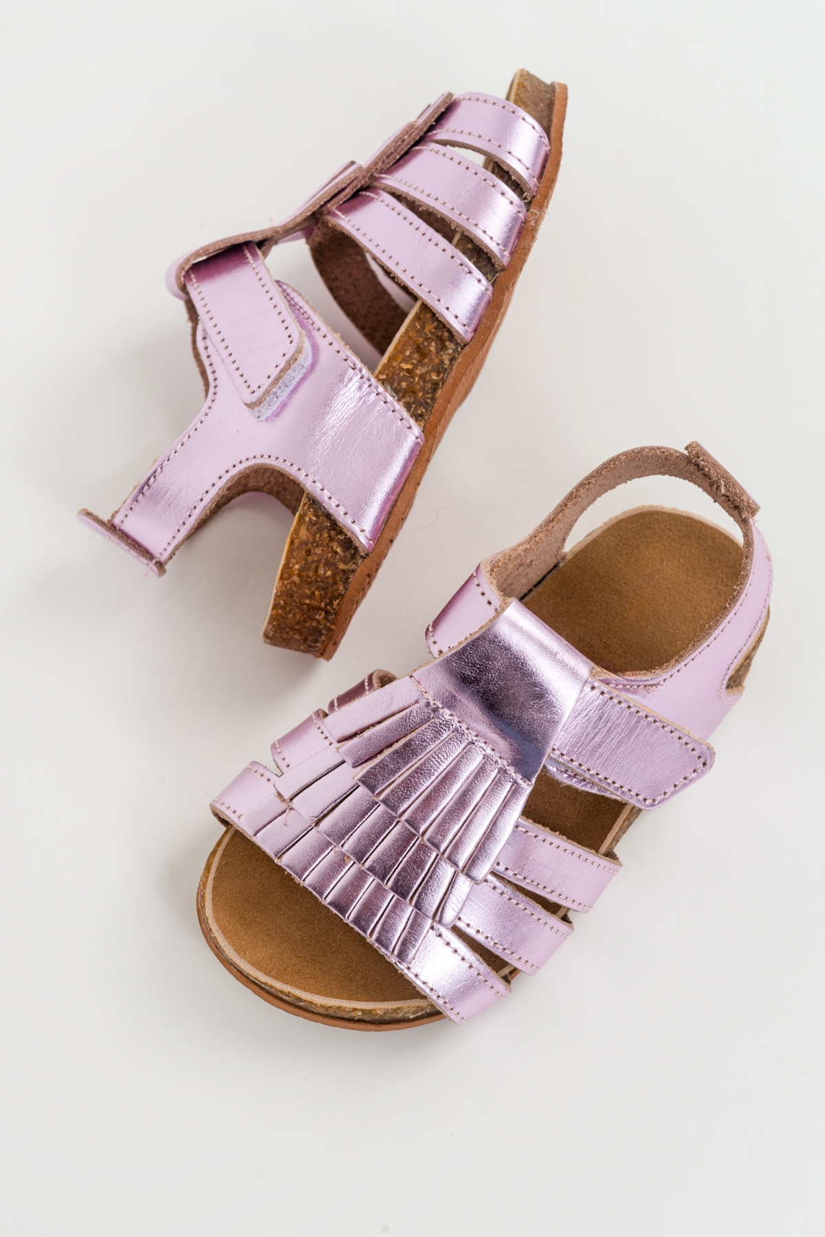 Kız Çocuk Pembe Deri Ortopedik Destekli Çocuk Sandalet - Görsel 4