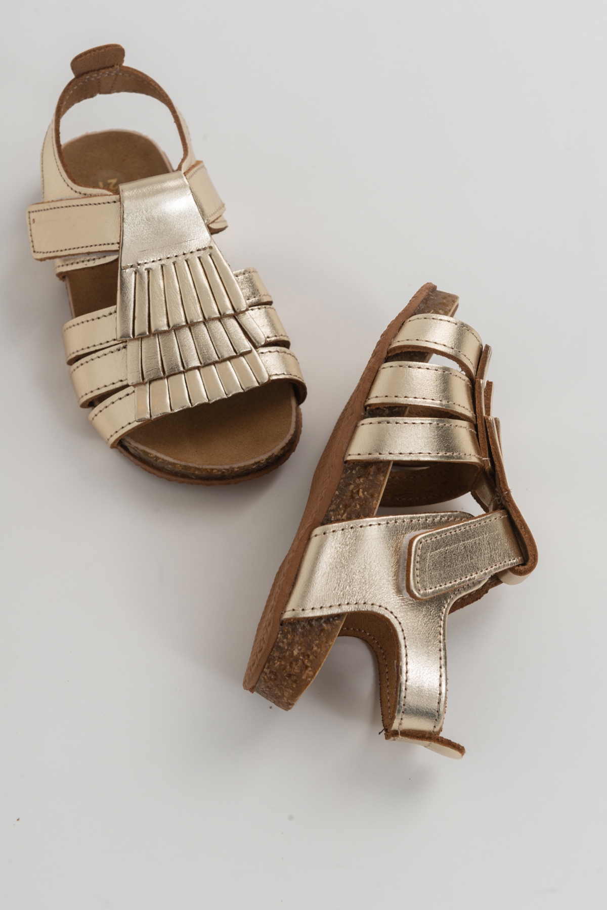 Kız Çocuk Altın Deri Ortopedik Destekli Çocuk Sandalet - Görsel 4