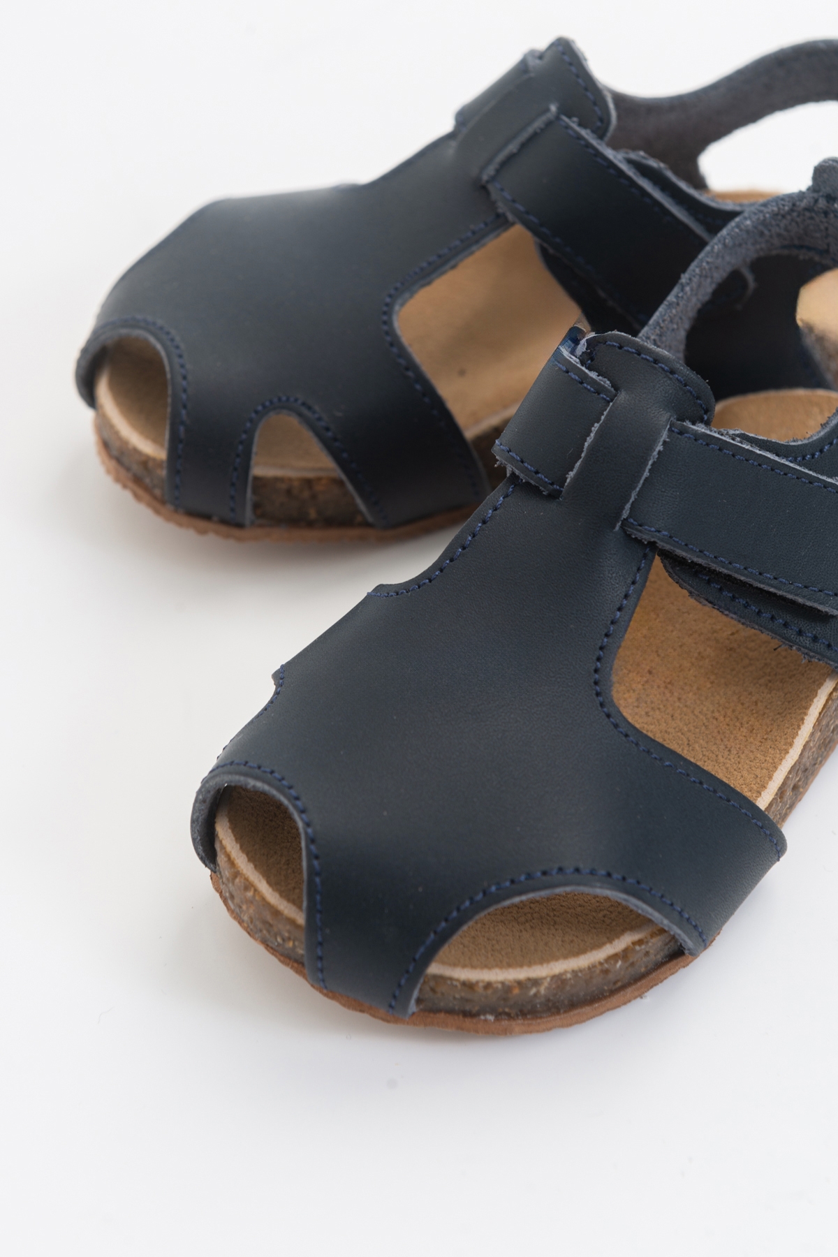 Unisex Çocuk Lacivert Deri Ortopedik Destekli Çocuk Sandalet - Görsel 3