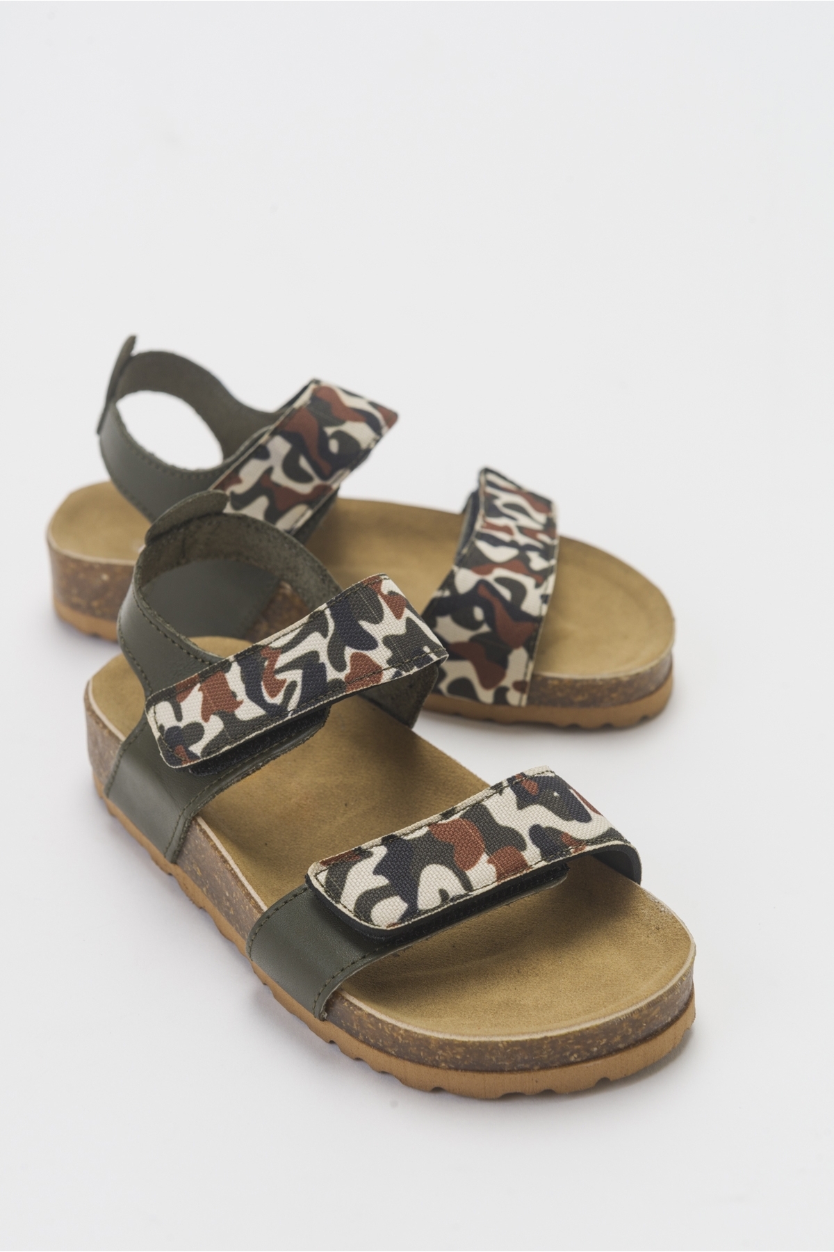 Erkek Çocuk Haki Deri Ortopedik Destekli Çocuk Sandalet - Görsel 2