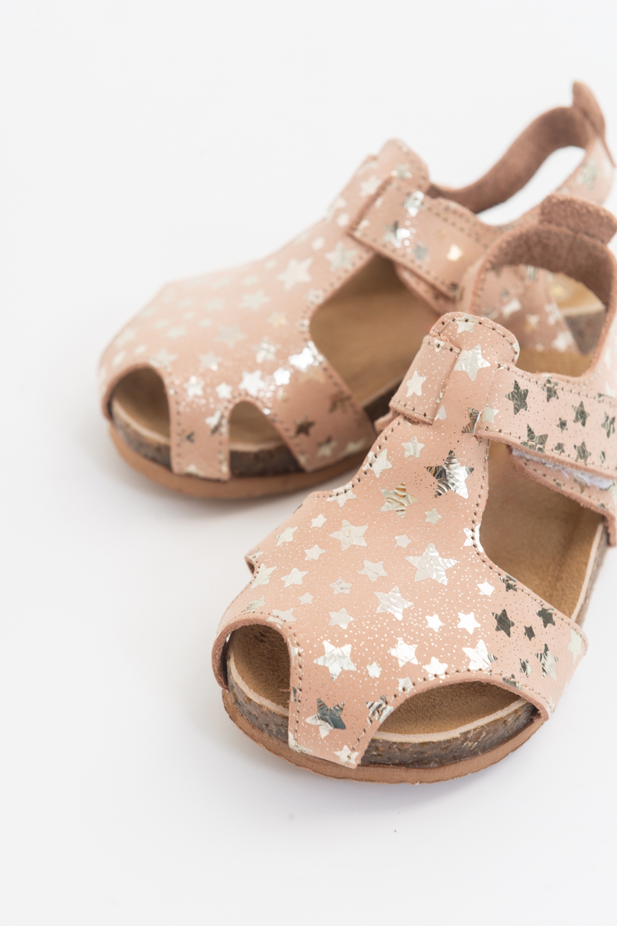 Unisex Çocuk Yıldızlı Pudra Deri Ortopedik Destekli Çocuk Sandalet - Görsel 3