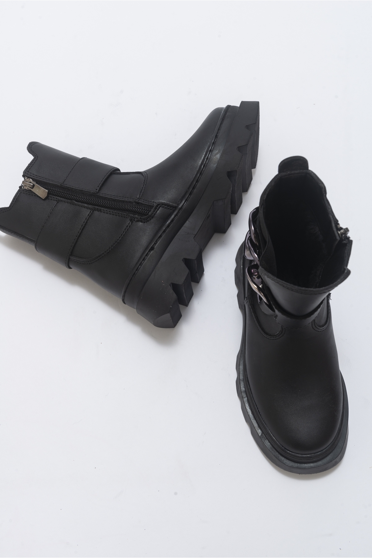 Kız Çocuk Siyah Suni Deri Anatomik Günlük Bot - Görsel 5