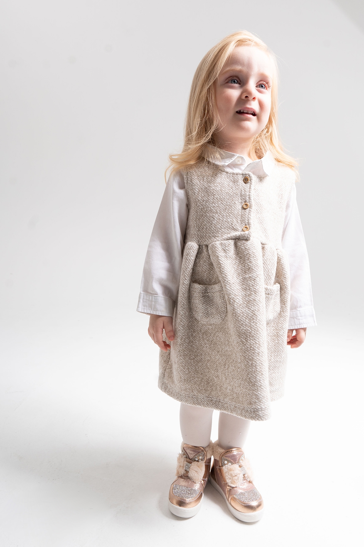 Kız Çocuk Bronz Suni Deri Anatomik Taşlı Günlük Bot - Görsel 2