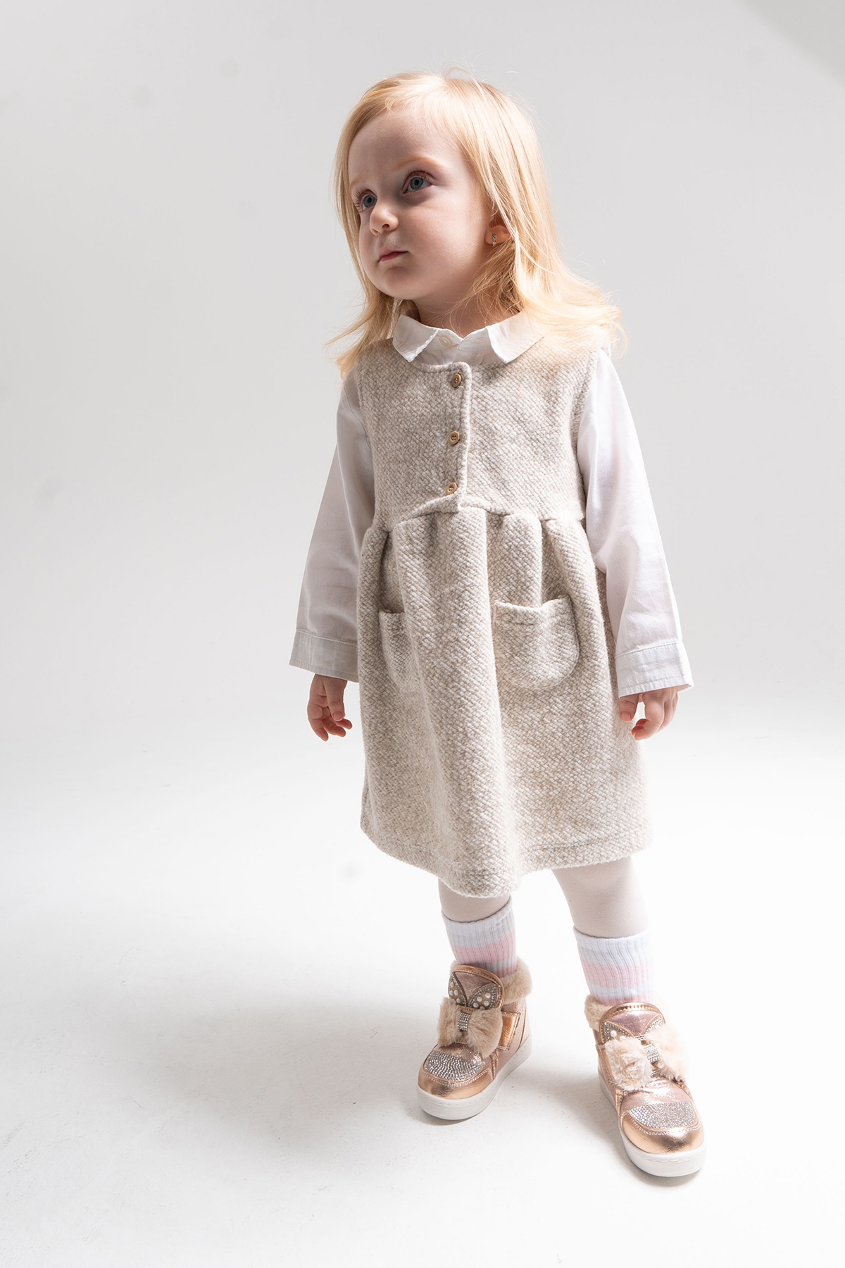 Kız Çocuk Bronz Suni Deri Anatomik Taşlı Günlük Bot - Görsel 3