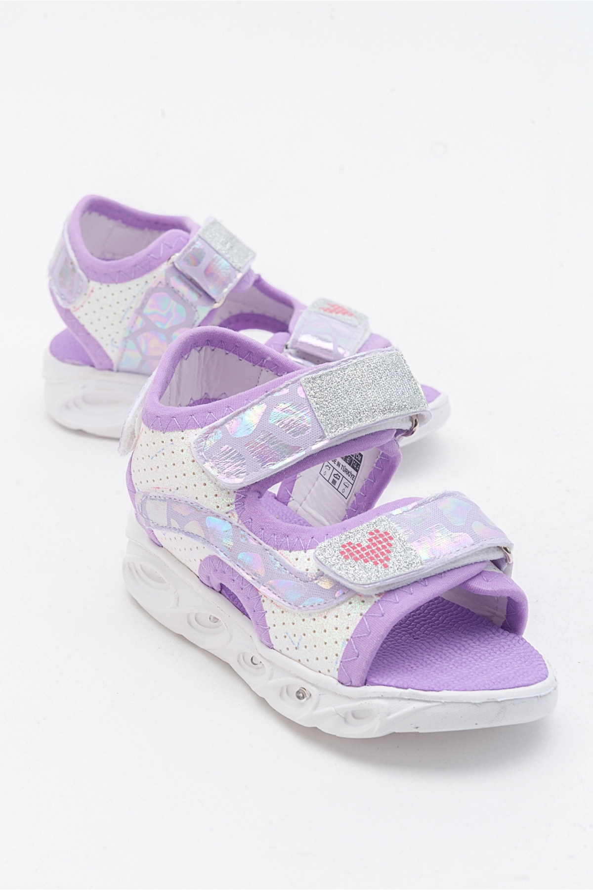 Kız Çocuk Beyaz-Lila Işıklı Anatomik Hafif Günlük Sandalet - Görsel 2