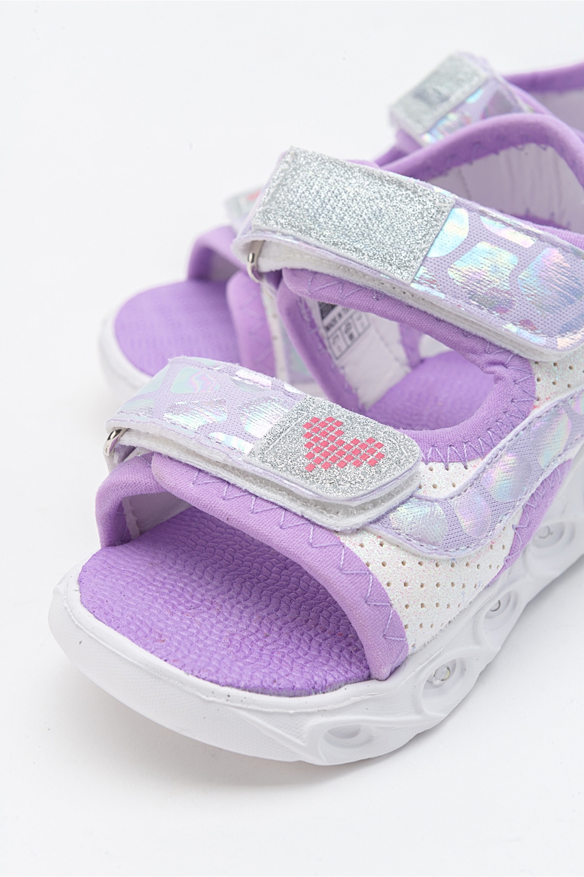 Kız Çocuk Beyaz-Lila Işıklı Anatomik Hafif Günlük Sandalet - Görsel 3