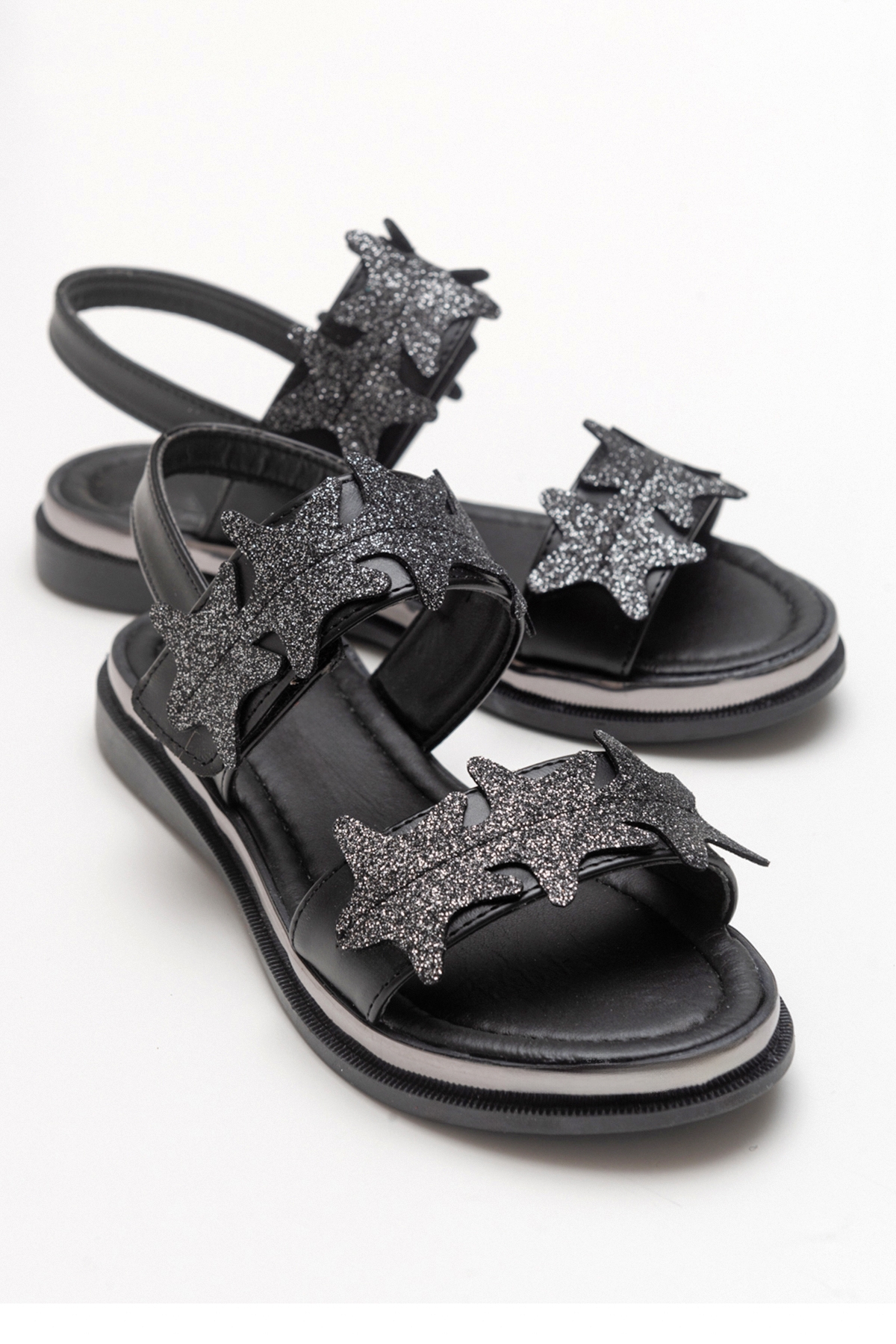 Kız Çocuk Siyah Anatomik Hafif Günlük Sandalet - Görsel 2