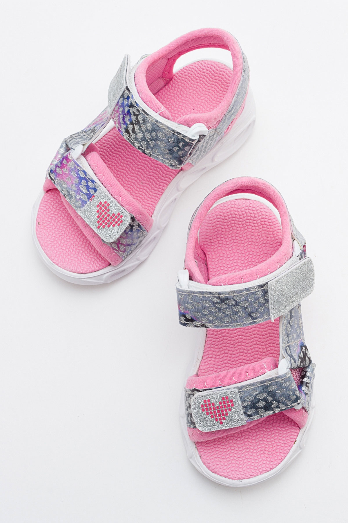 Kız Çocuk Gümüş Işıklı Anatomik Hafif Spor Sandalet - Görsel 4